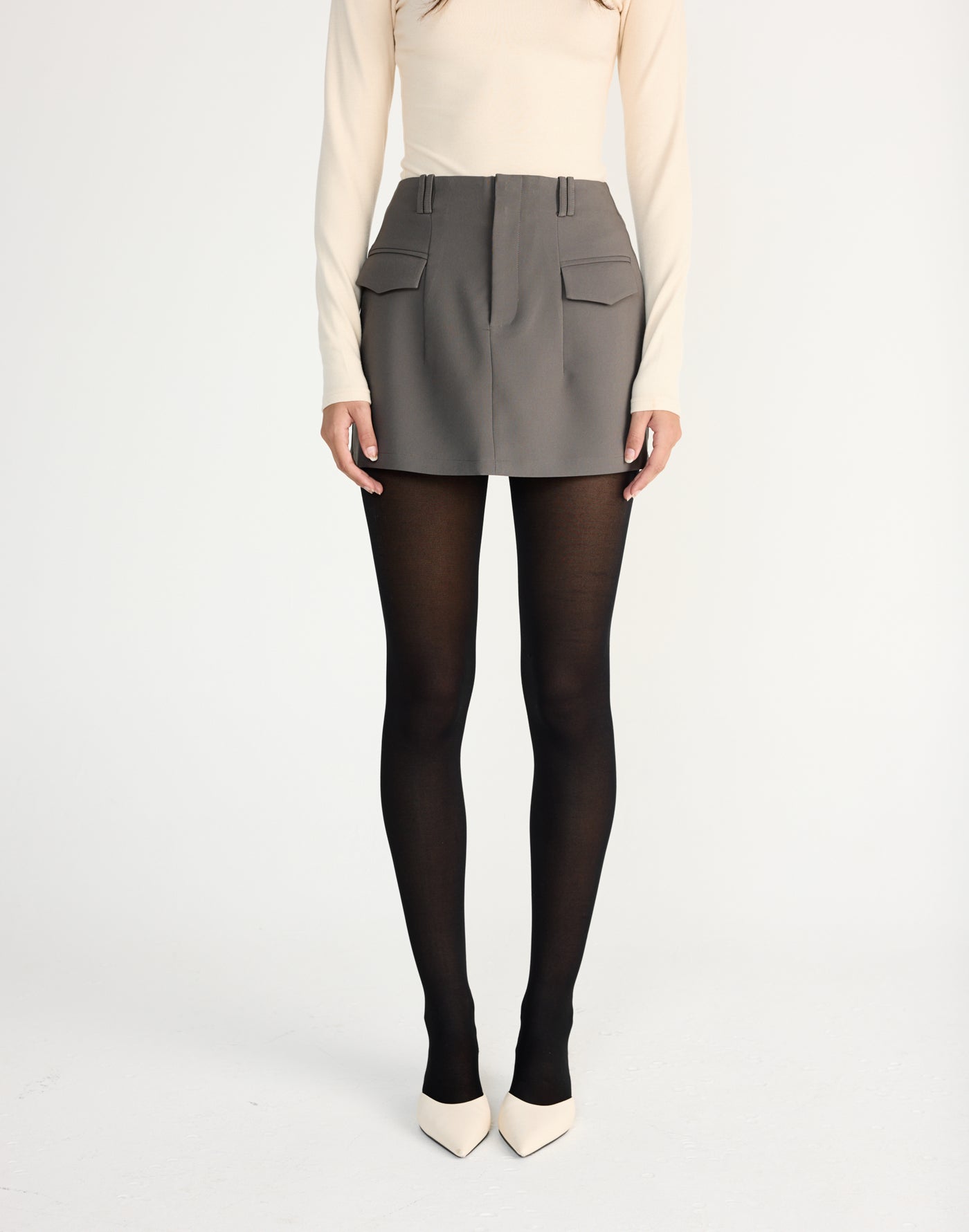 Sherin Mini Skirt (Slate) | CHARCOAL Exclusive - Mid rise mini skirt with double belt loops - Women's Skirt - Charcoal Clothing