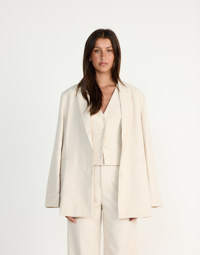 Reagan Vest (Cream Marle) | CHARCOAL EXCLUSIVE | V-neckline vest top - Women's Outerwear - Charcoal Clothing
