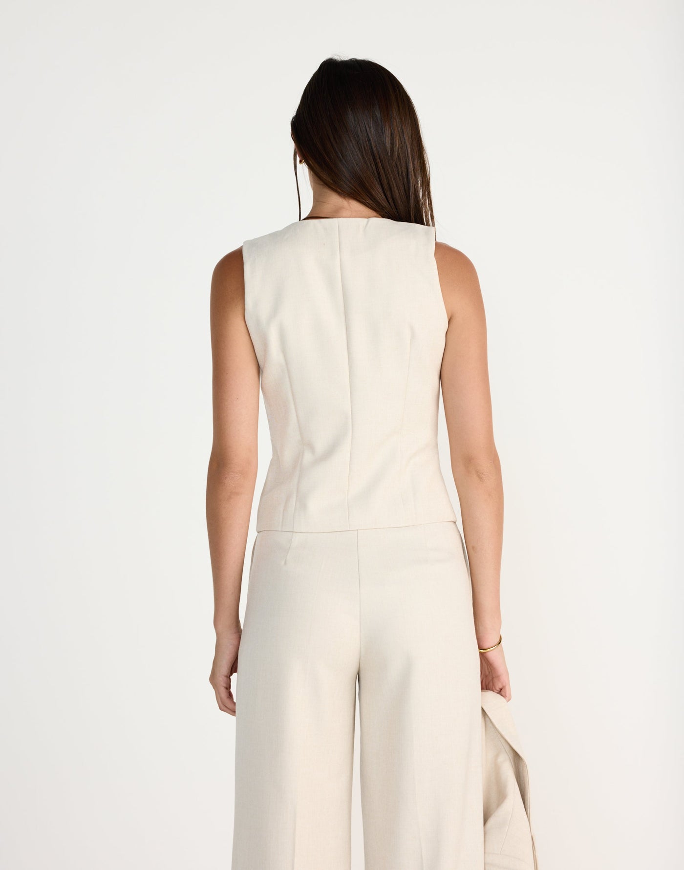 Reagan Vest (Cream Marle) | CHARCOAL EXCLUSIVE | V-neckline vest top - Women's Outerwear - Charcoal Clothing