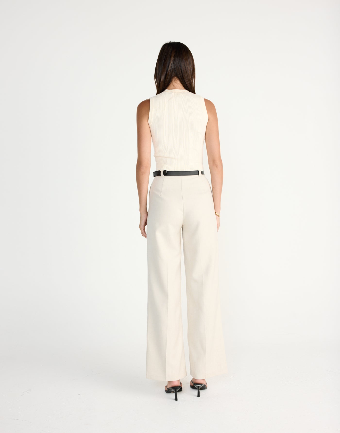 Reagan Pants (Cream Marle) | CHARCOAL EXCLUSIVE | High waisted straight leg business pants - Women's Pants - Charcoal Clothing