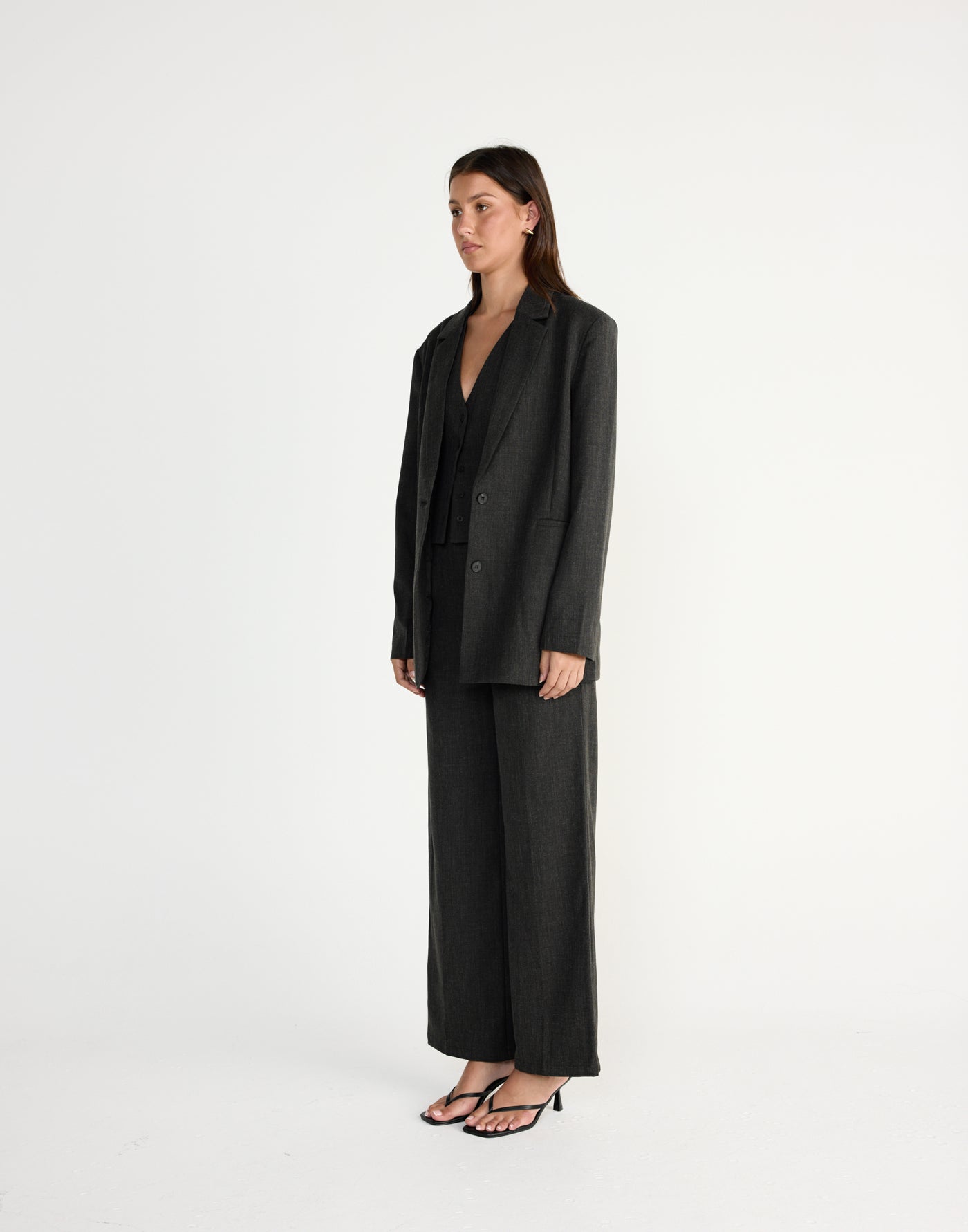 Reagan Pants (Black Marle) | CHARCOAL EXCLUSIVE | High waisted straight leg business pants - Women's Pants - Charcoal Clothing