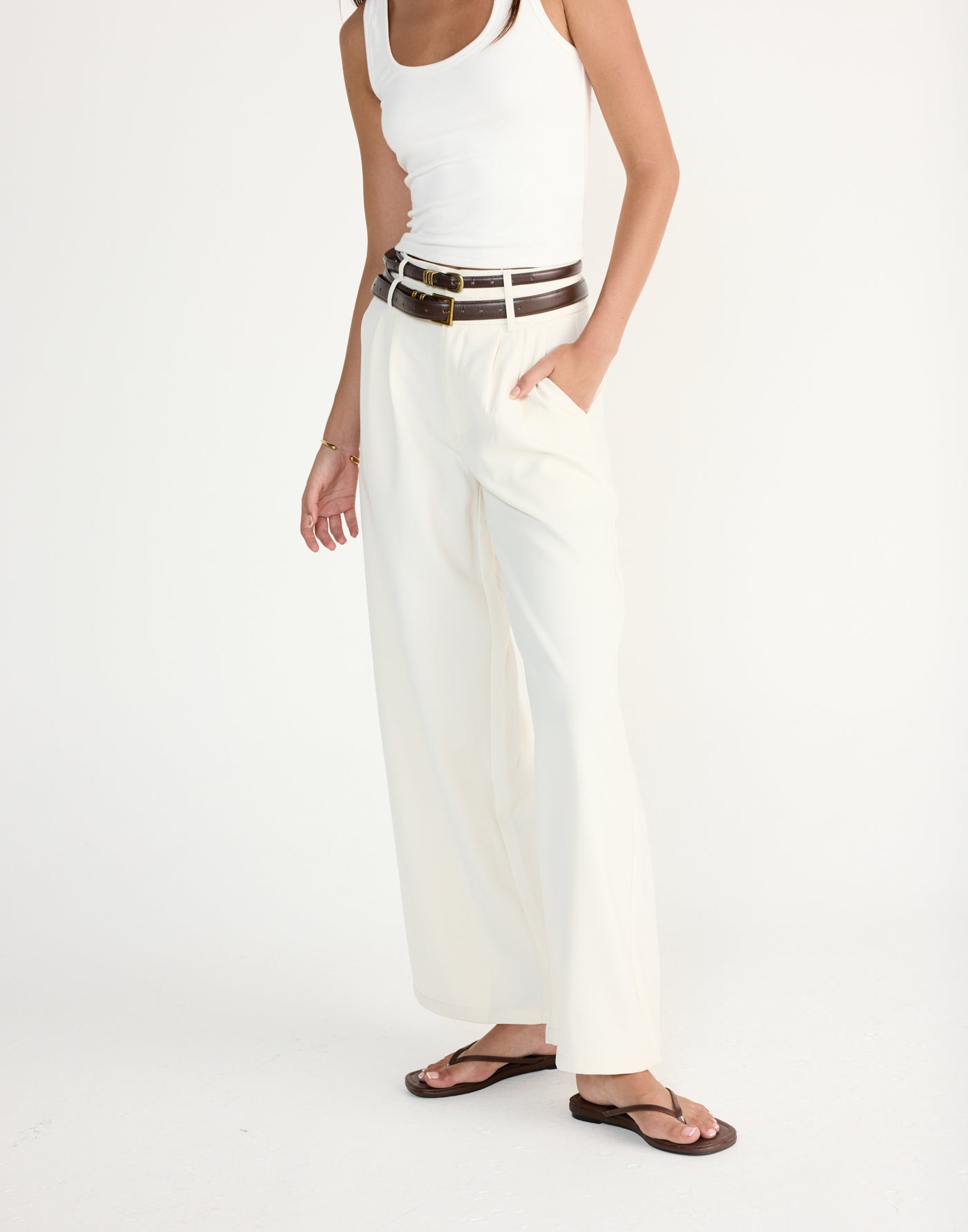 Aster Pants (Oat) | CHARCOAL EXCLUSIVE | Low rise suiting pants - Women's Pants - Charcoal Clothing