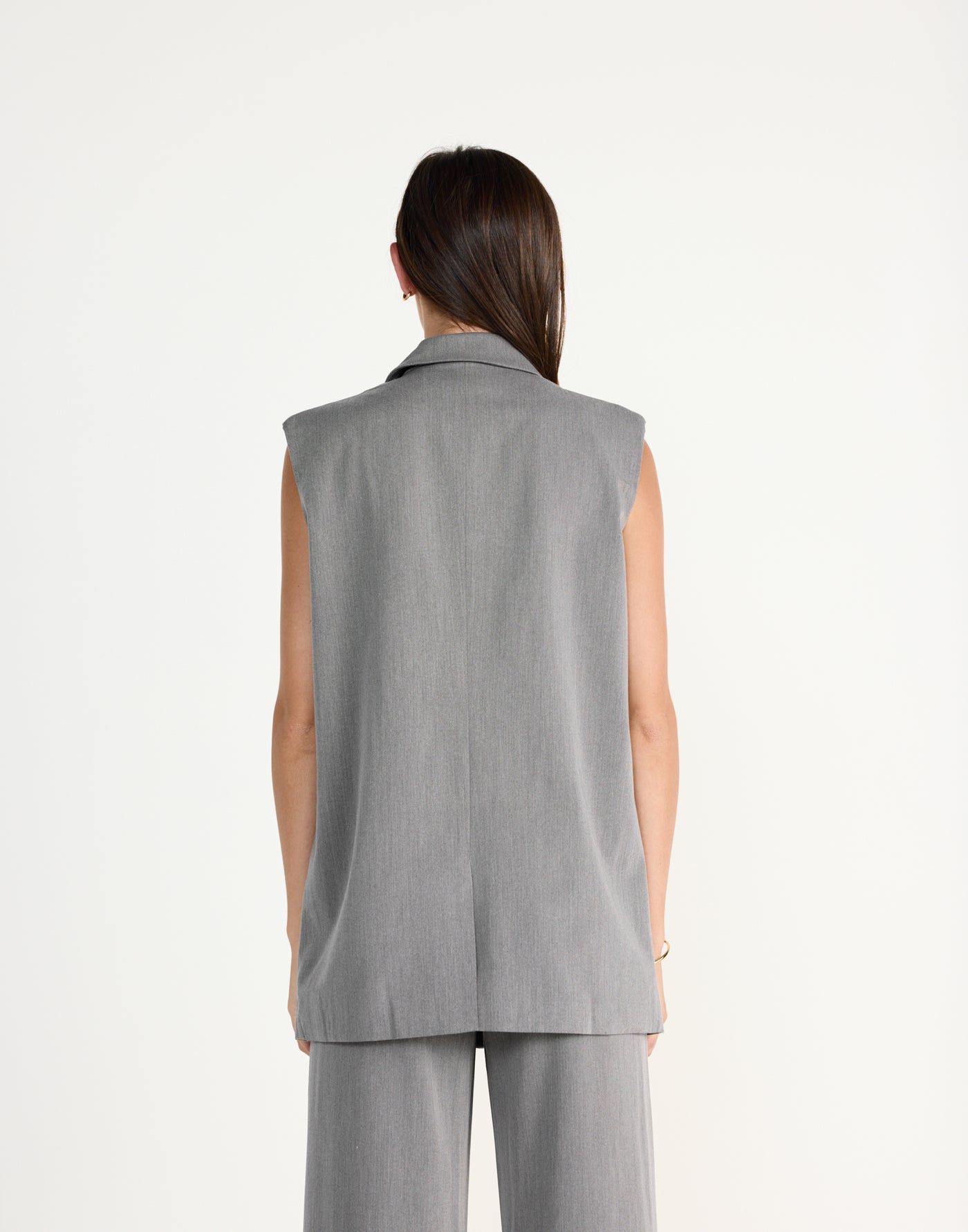 Rory Vest (Grey) | CHARCOAL Exclusive - V neckline oversized collared vest - Women's Outerwear - Charcoal Clothing
