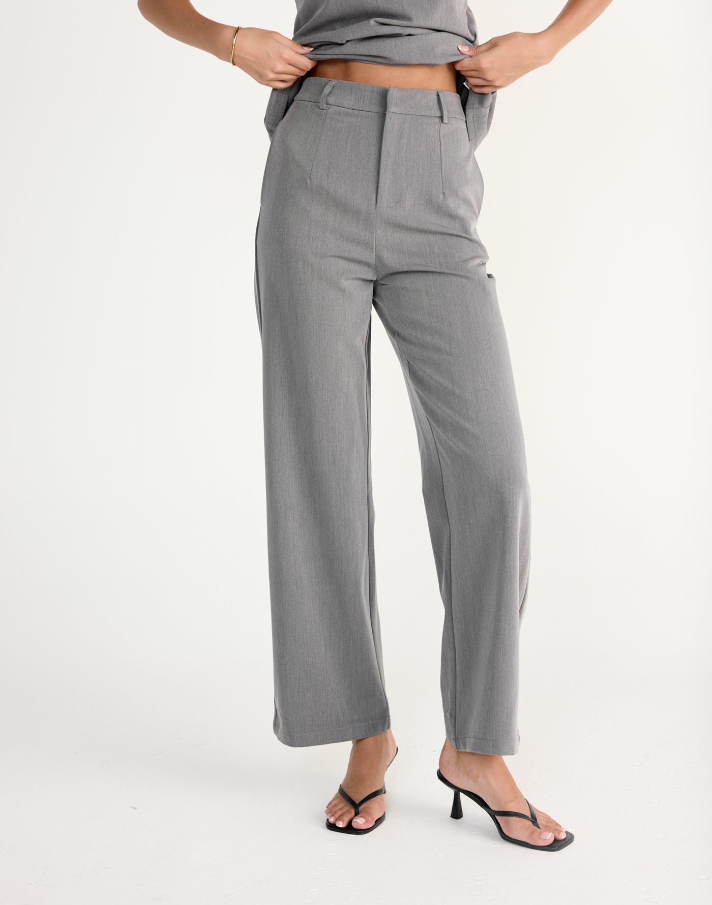 Kippa Pants (Grey) | CHARCOAL EXCLUSIVE | Straight leg mid rise pants - Women's Pants - Charcoal Clothing