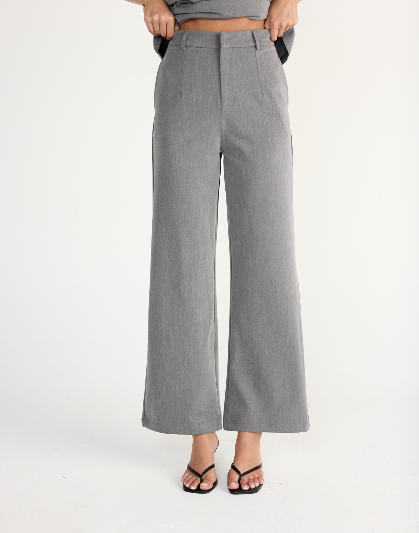 Kippa Pants (Grey) | CHARCOAL EXCLUSIVE | Straight leg mid rise pants - Women's Pants - Charcoal Clothing