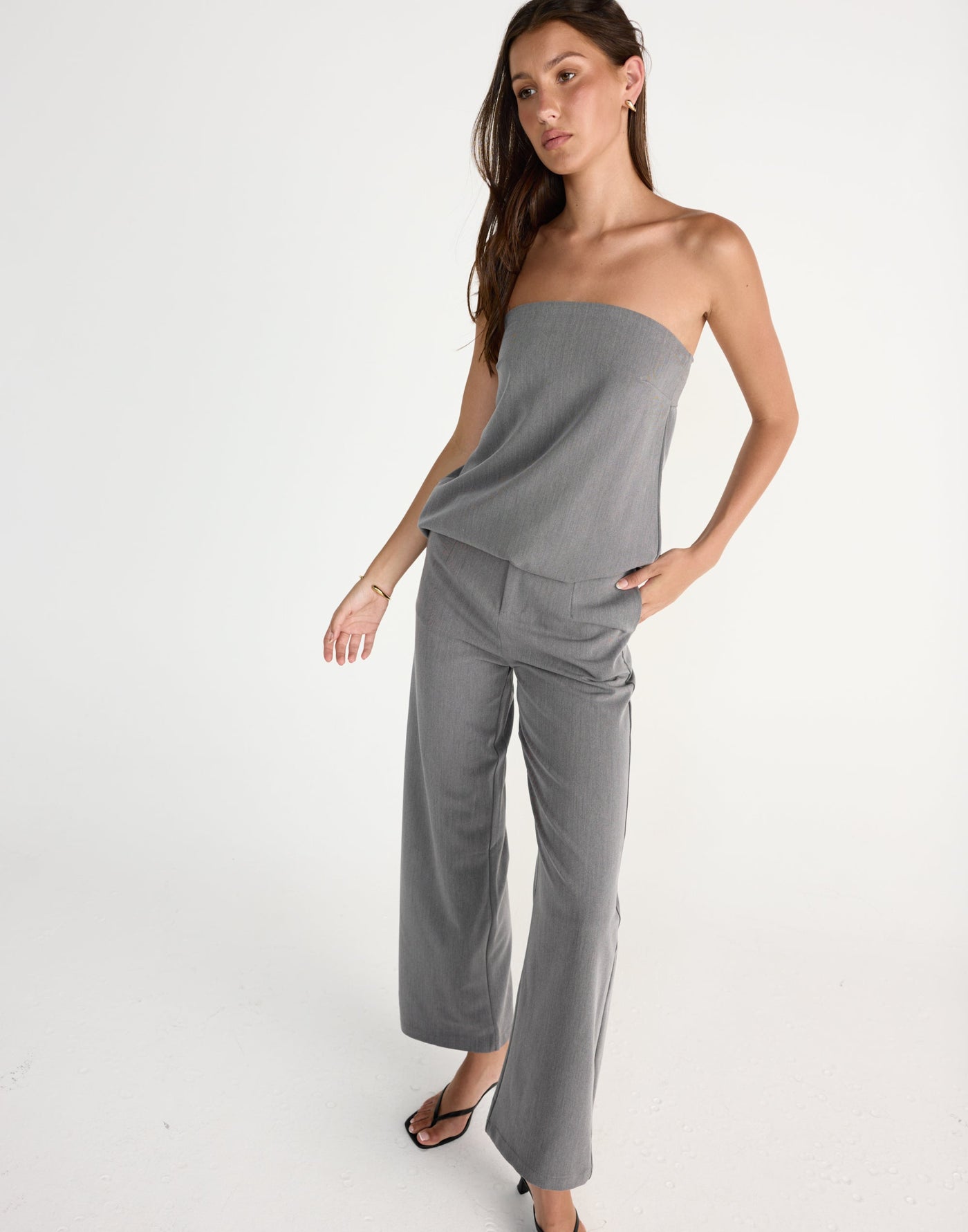 Kippa Top (Grey) | CHARCOAL EXCLUSIVE | Strapless oversized top with adjustable back tie - Women's Top - Charcoal Clothing