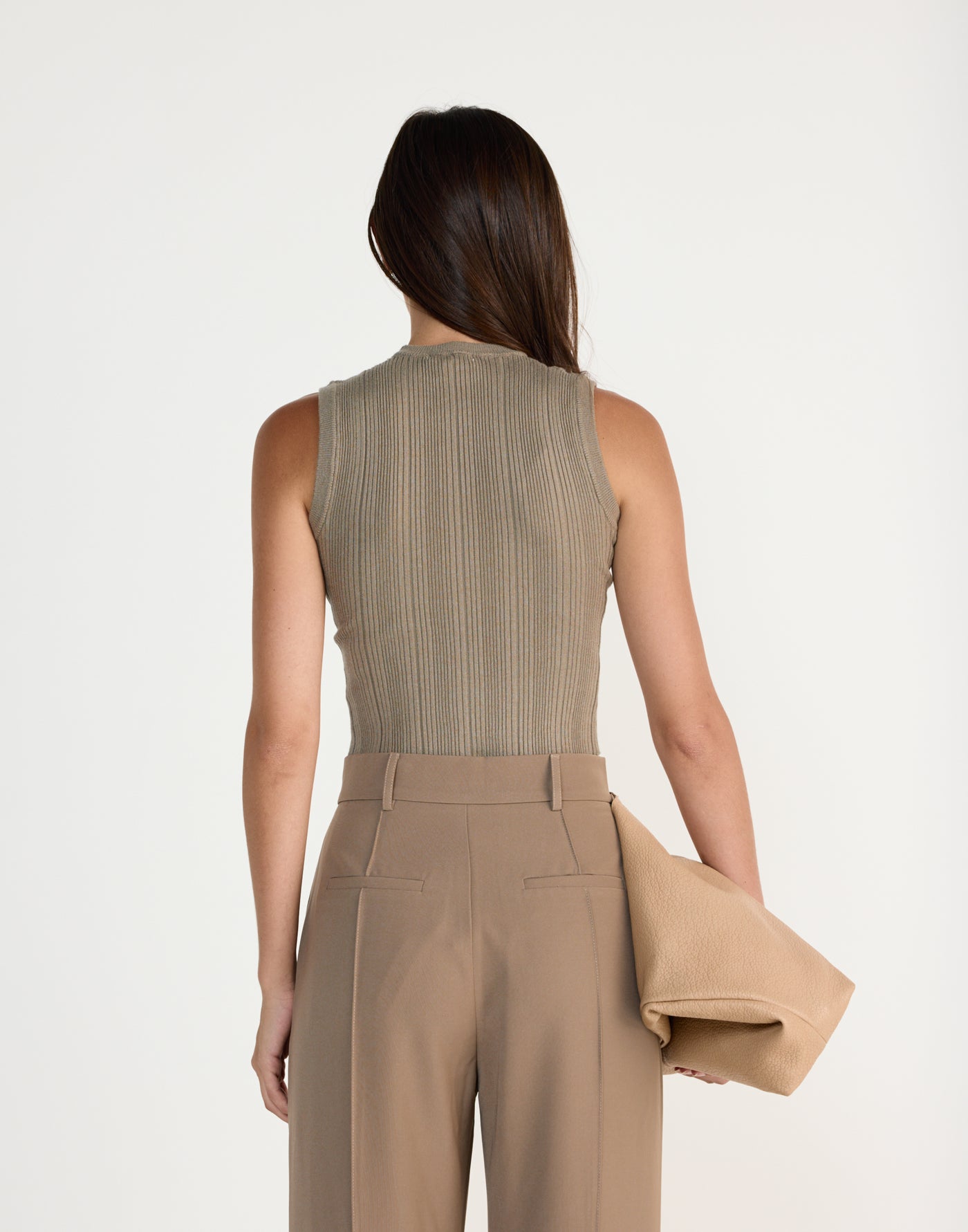 Robin Top (Dusty Olive) | CHARCOAL Exclusive - Knit fabrication crew neck top - Women's Top - Charcoal Clothing