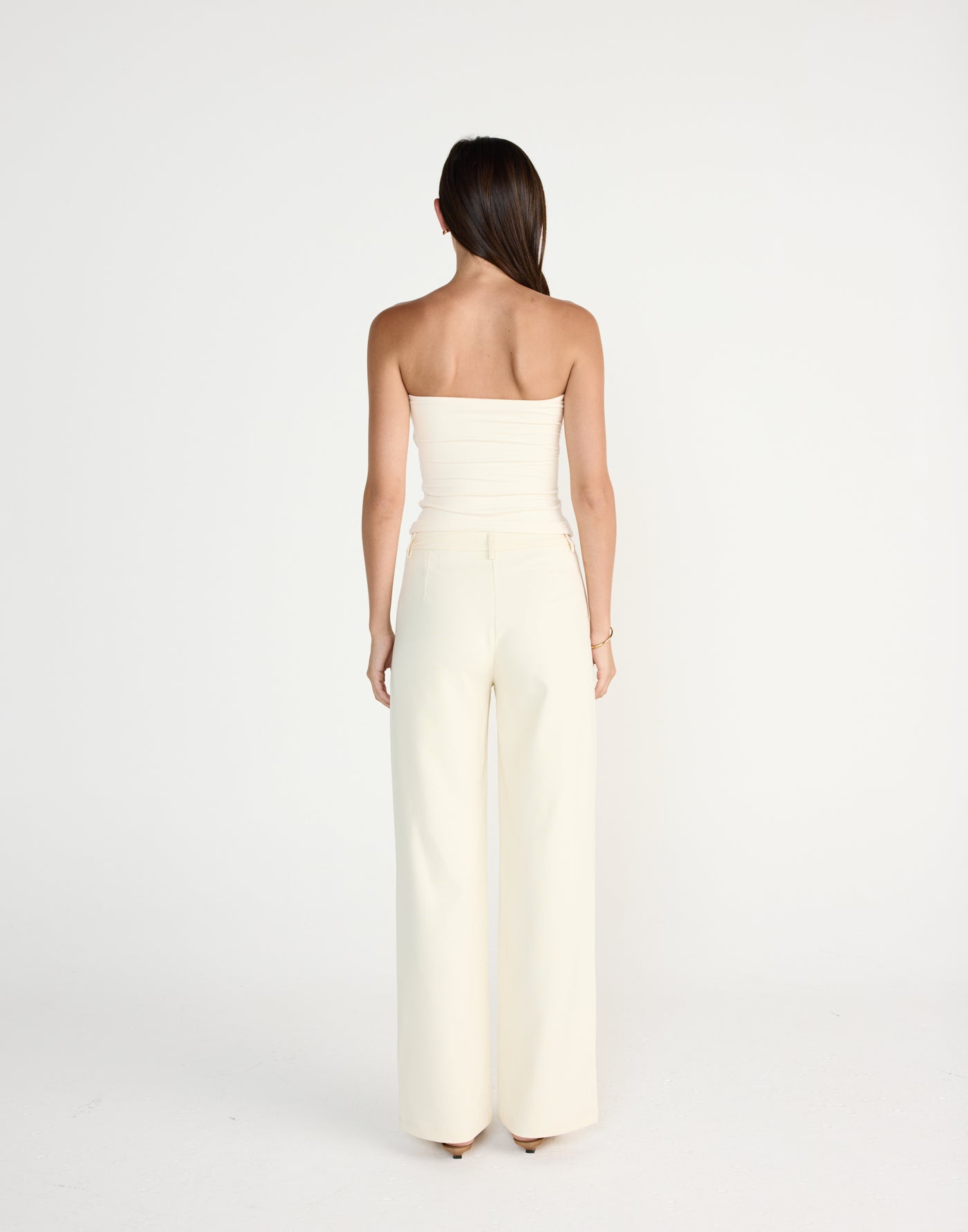 Terese Pants (Cream) | CHARCOAL Exclusive - Mid rise straight leg pants - Women's Pants - Charcoal Clothing