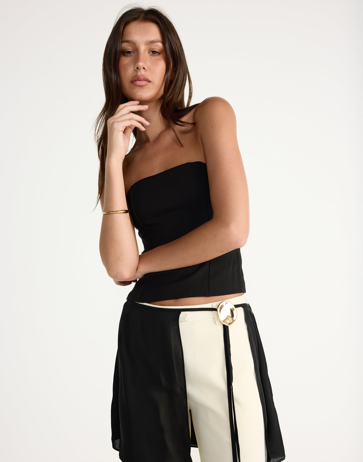 Roxanne Top (Black) | CHARCOAL Exclusive - Fitted strapless top with dart detailing - Women's Top - Charcoal Clothing