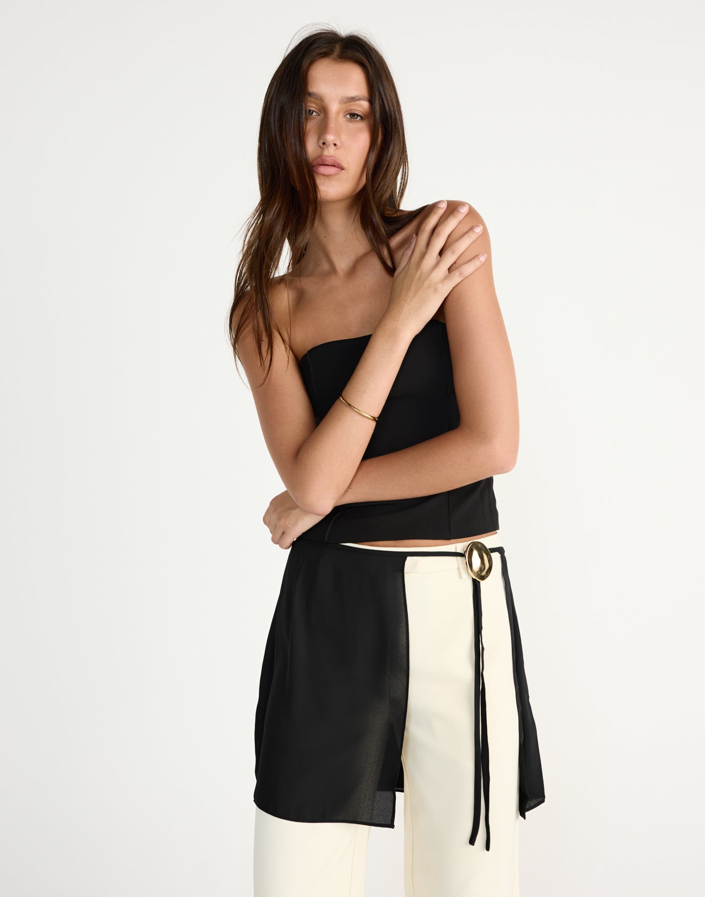 Roxanne Top (Black) | CHARCOAL Exclusive - Fitted strapless top with dart detailing - Women's Top - Charcoal Clothing