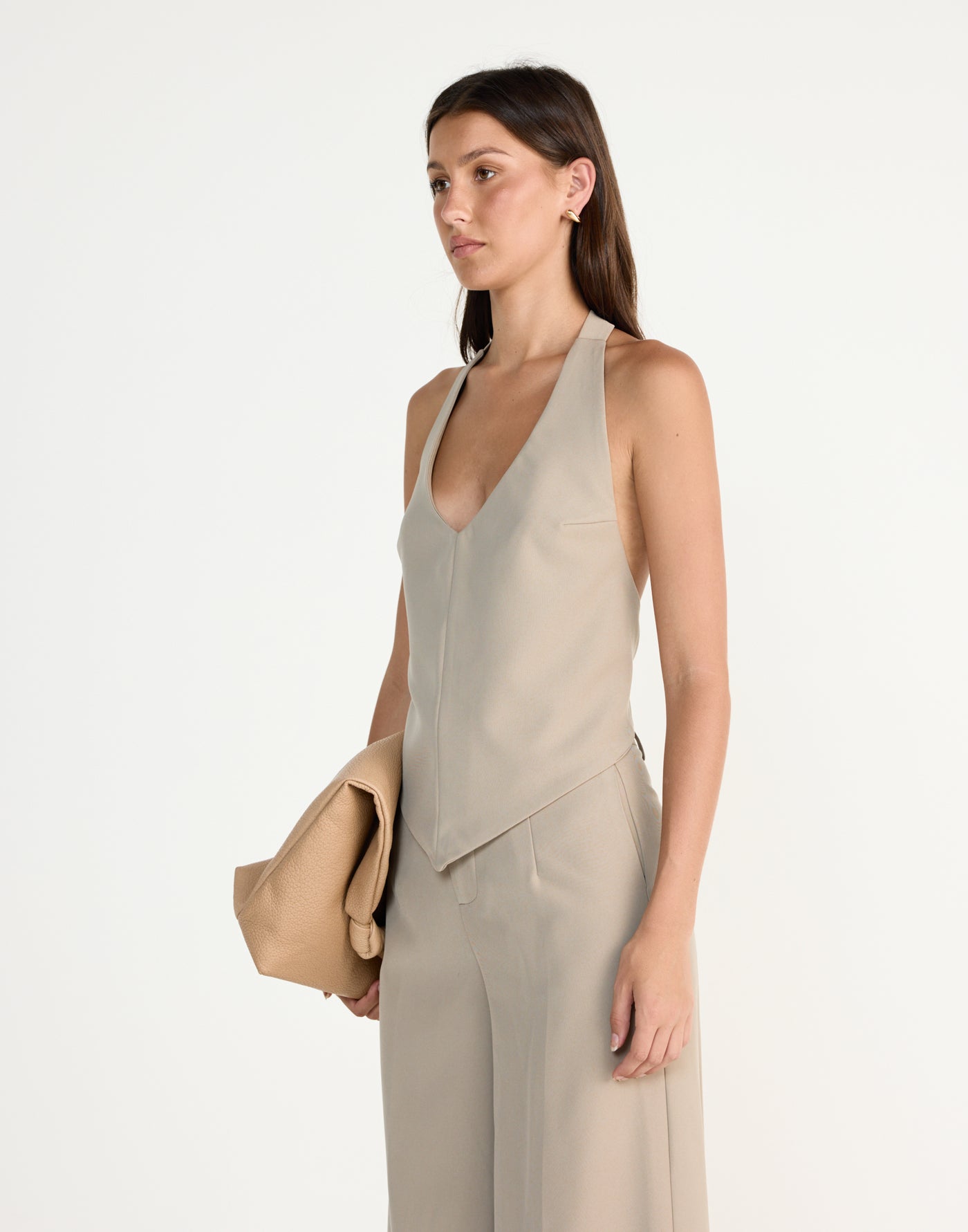 Grace Top (Dusty Sage) | CHARCOAL EXCLUSIVE | V-neckline halter neck top - Women's Top - Charcoal Clothing