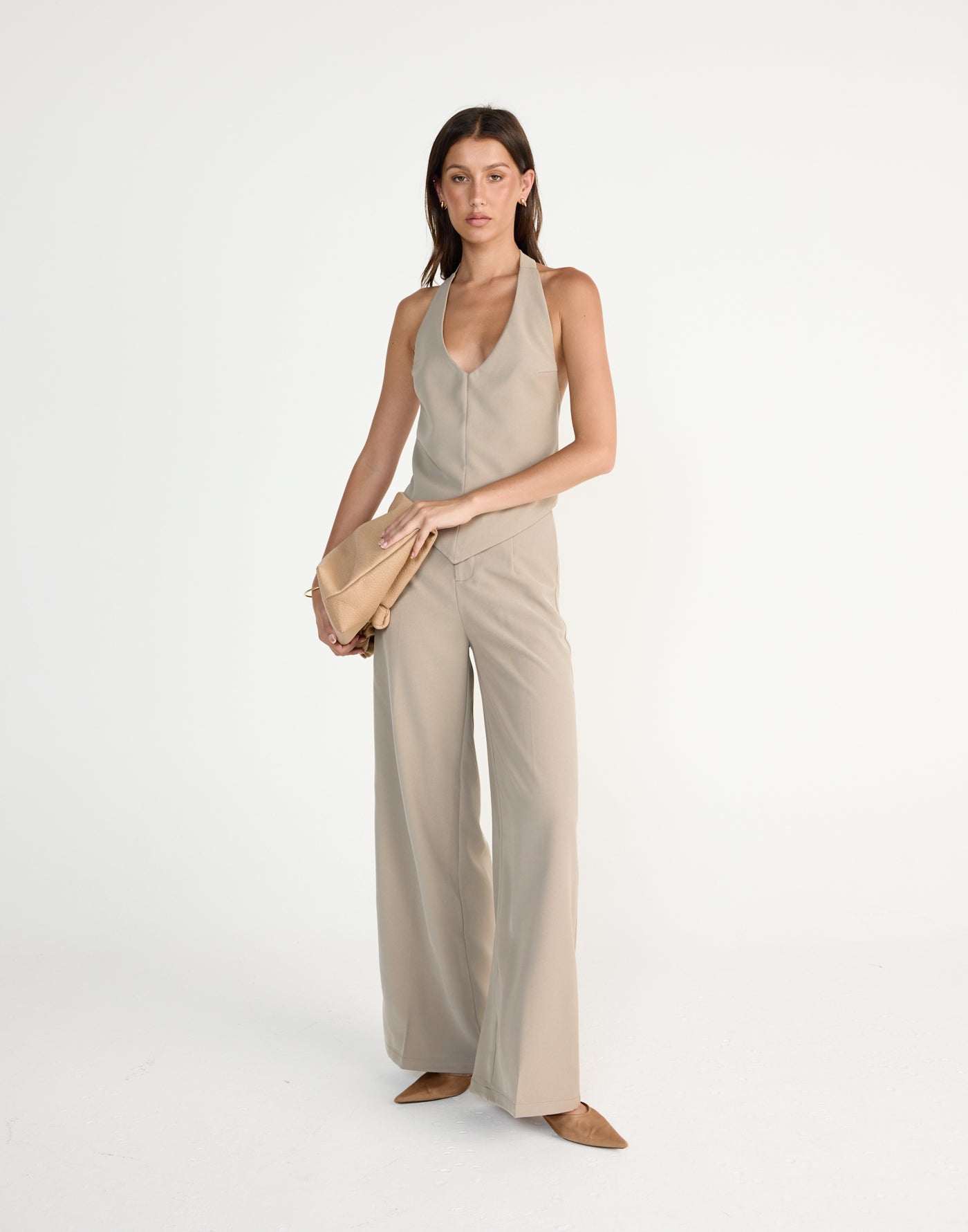 Grace Top (Dusty Sage) | CHARCOAL EXCLUSIVE | V-neckline halter neck top - Women's Top - Charcoal Clothing