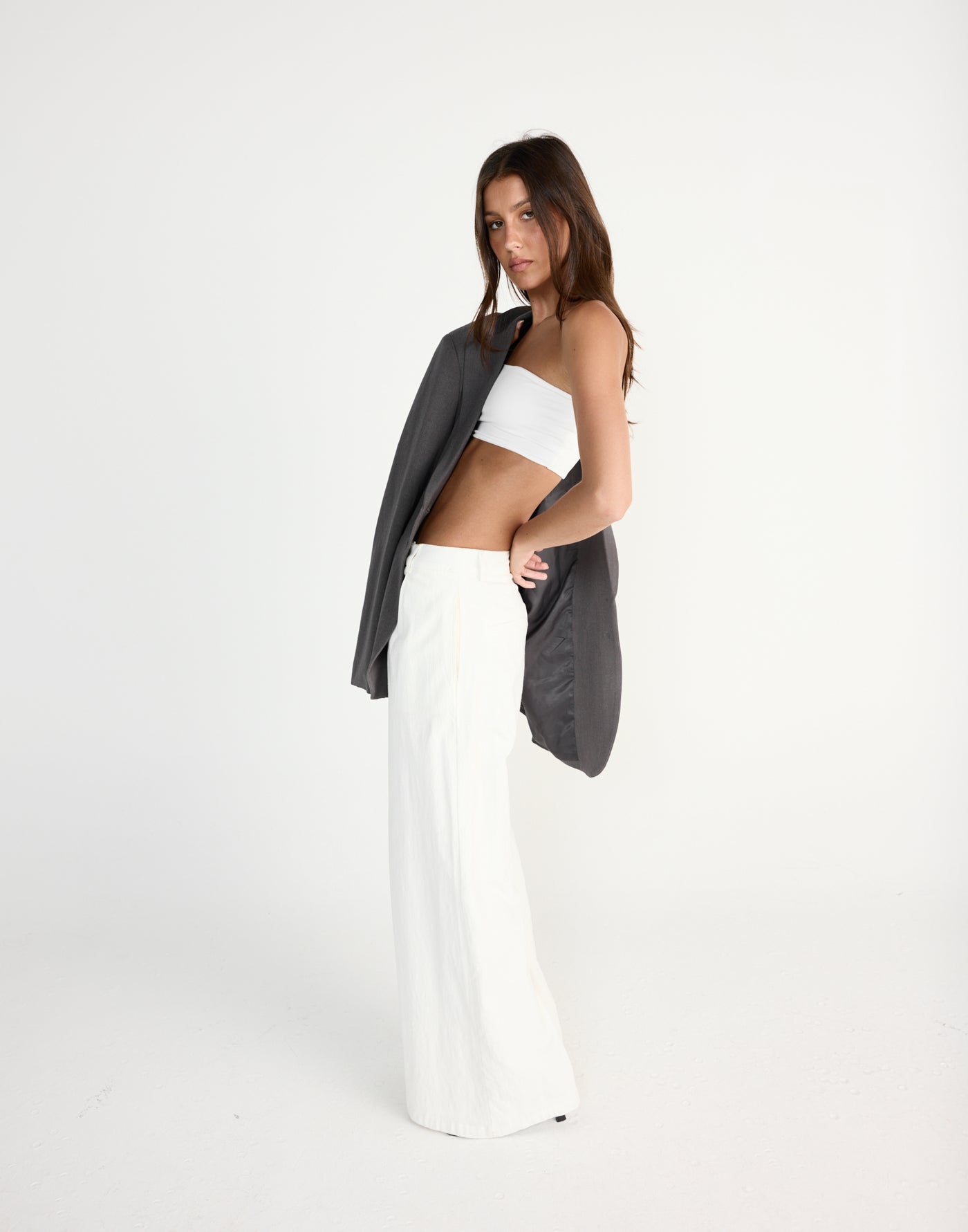Maribel Bandeau Top (White) | CHARCOAL EXCLUSIVE | Strapless cropped bandeau top - Women's Top - Charcoal Clothing