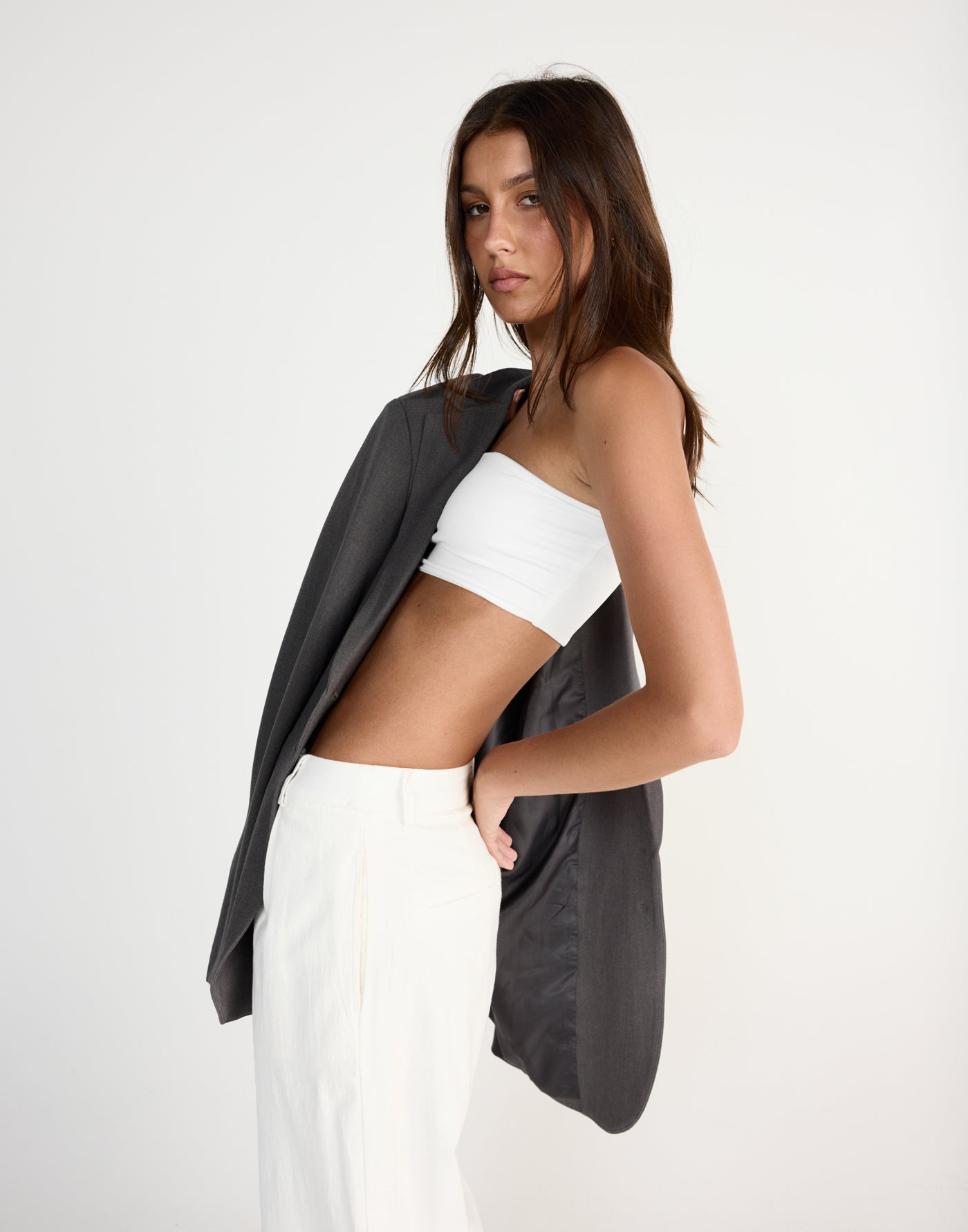 Maribel Bandeau Top (White) | CHARCOAL EXCLUSIVE | Strapless cropped bandeau top - Women's Top - Charcoal Clothing