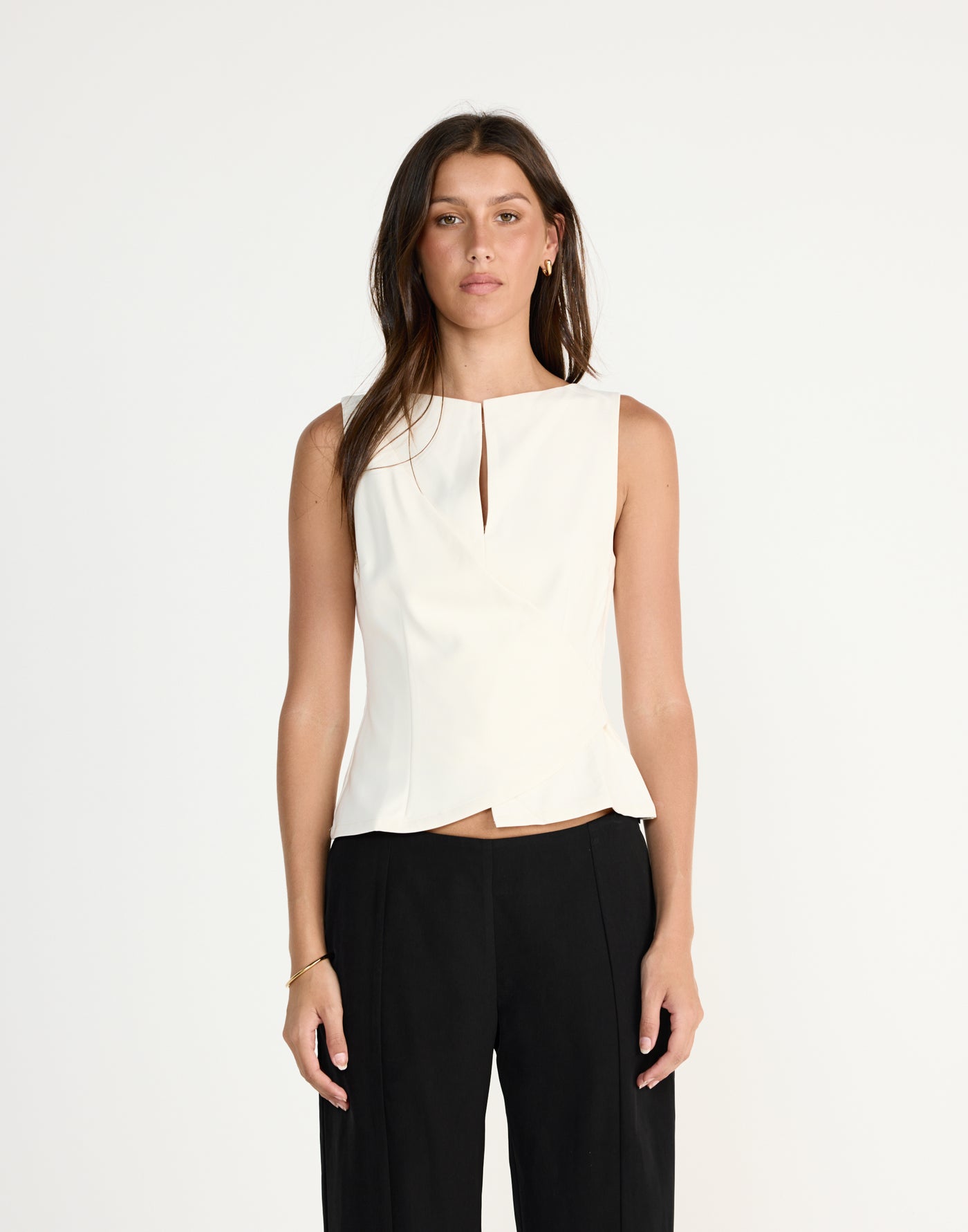Tonya Top (Oat)Tonya Top (Black) | CHARCOAL Exclusive - Wrap around fitted v neck top - Women's Top - Charcoal Clothing