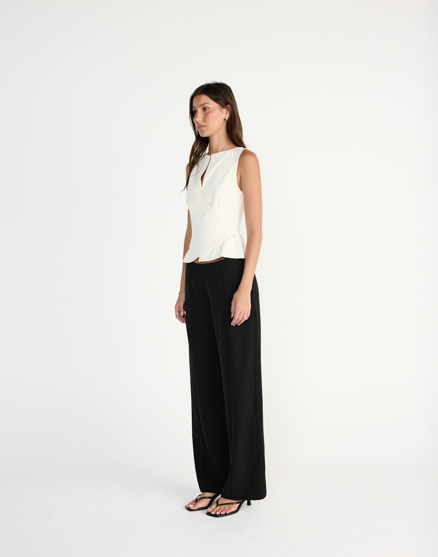 Tonya Top (Oat)Tonya Top (Black) | CHARCOAL Exclusive - Wrap around fitted v neck top - Women's Top - Charcoal Clothing