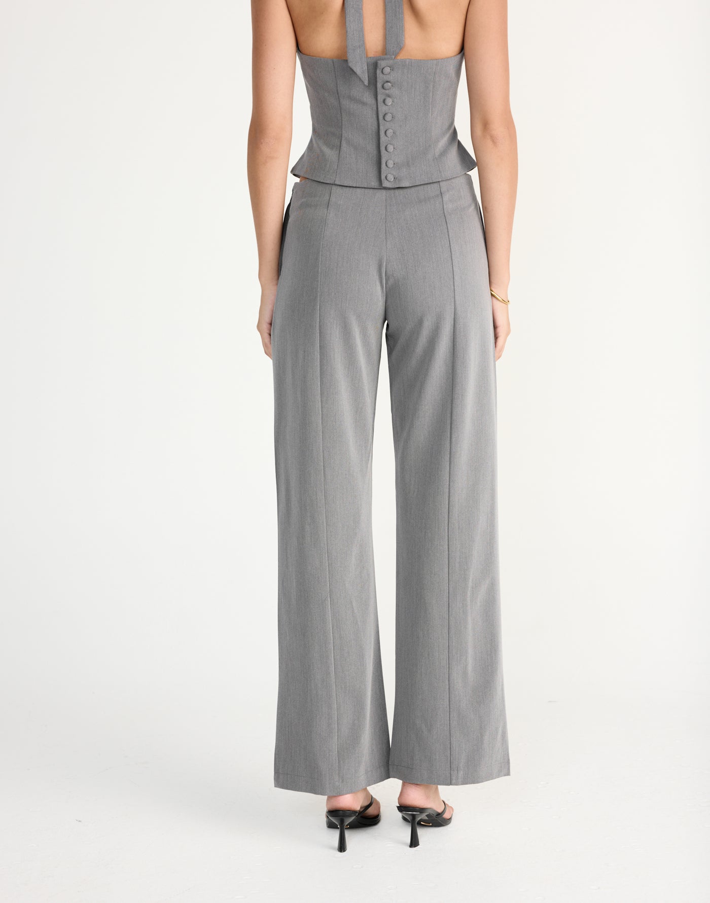Kalla Pants (Grey) | CHARCOAL EXCLUSIVE | Low rise pants with size zipper and straight leg - Women's Pants - Charcoal Clothing