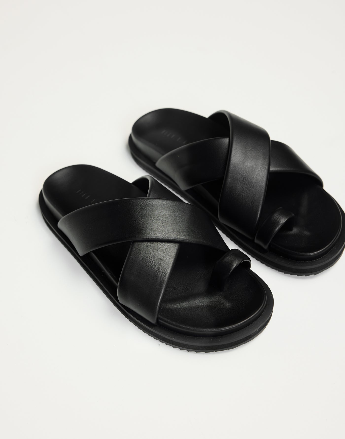 Trixie (Black) - By Billini - Crossover Straps Toe Cover Slides - Women's Shoes - Charcoal Clothing