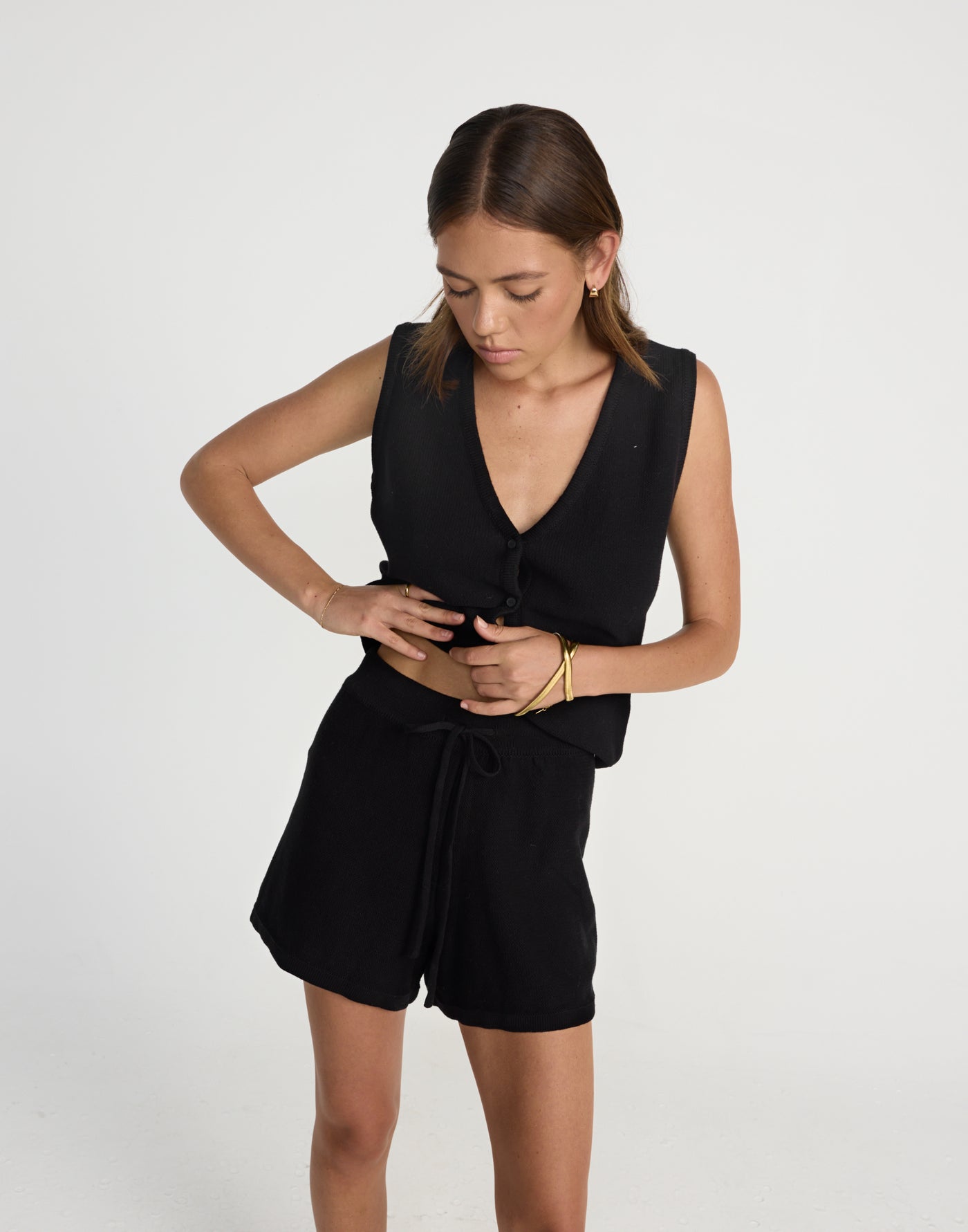 Tamia Shorts (Black) - CHARCOAL Exclusive - Knit Loose Fitting Drawstring Shorts - Women's Shorts - Charcoal Clothing