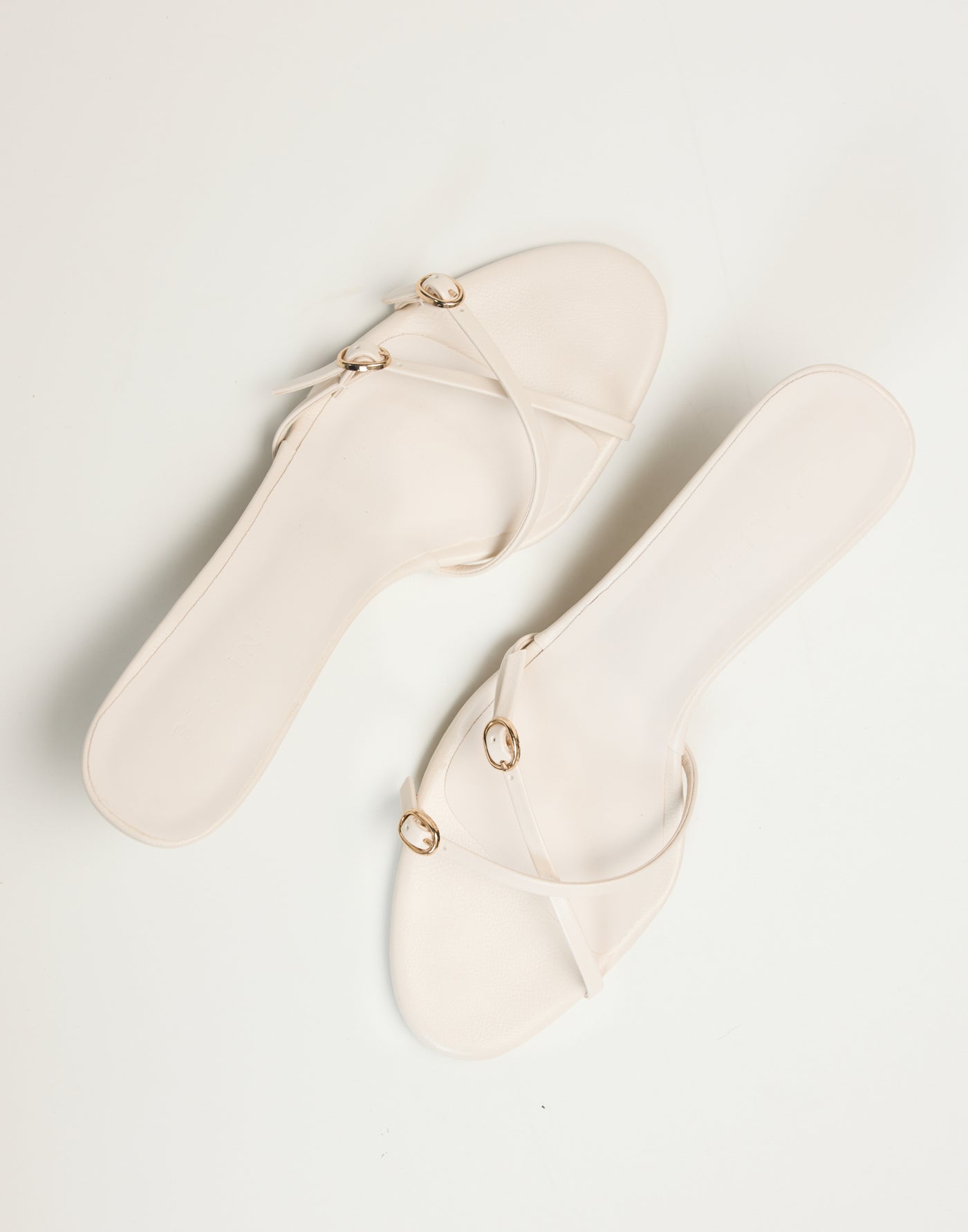 Wyler (Ivory) - By Billini - Thin Strap Open Toe Slide Gold Hardware - Women's Shoes - Charcoal Clothing