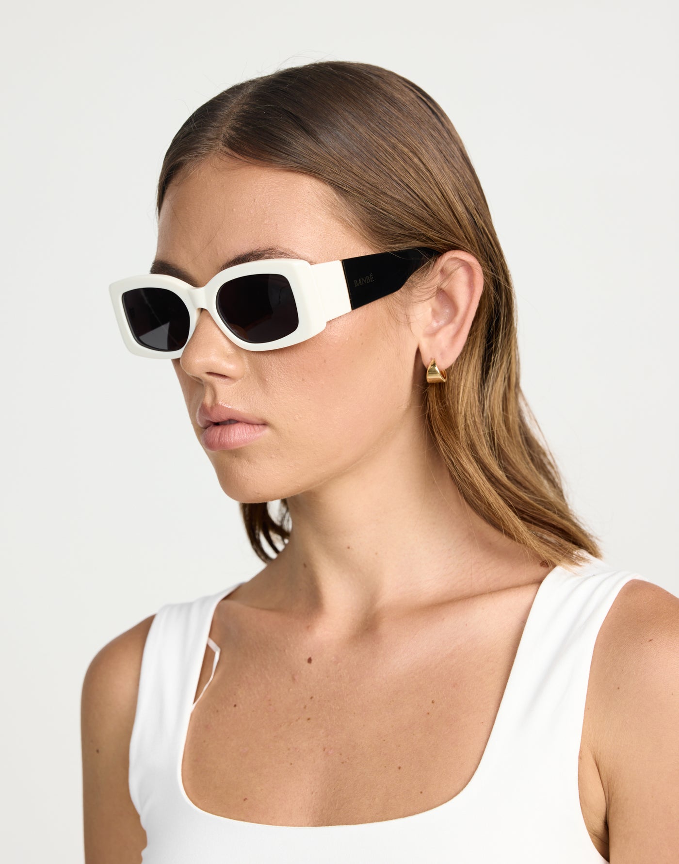 The Margot Sunglasses (Black Ivory) - By Banbe -White Frame Black Tinted Sunglasses - Women's Accessories - Charcoal Clothing
