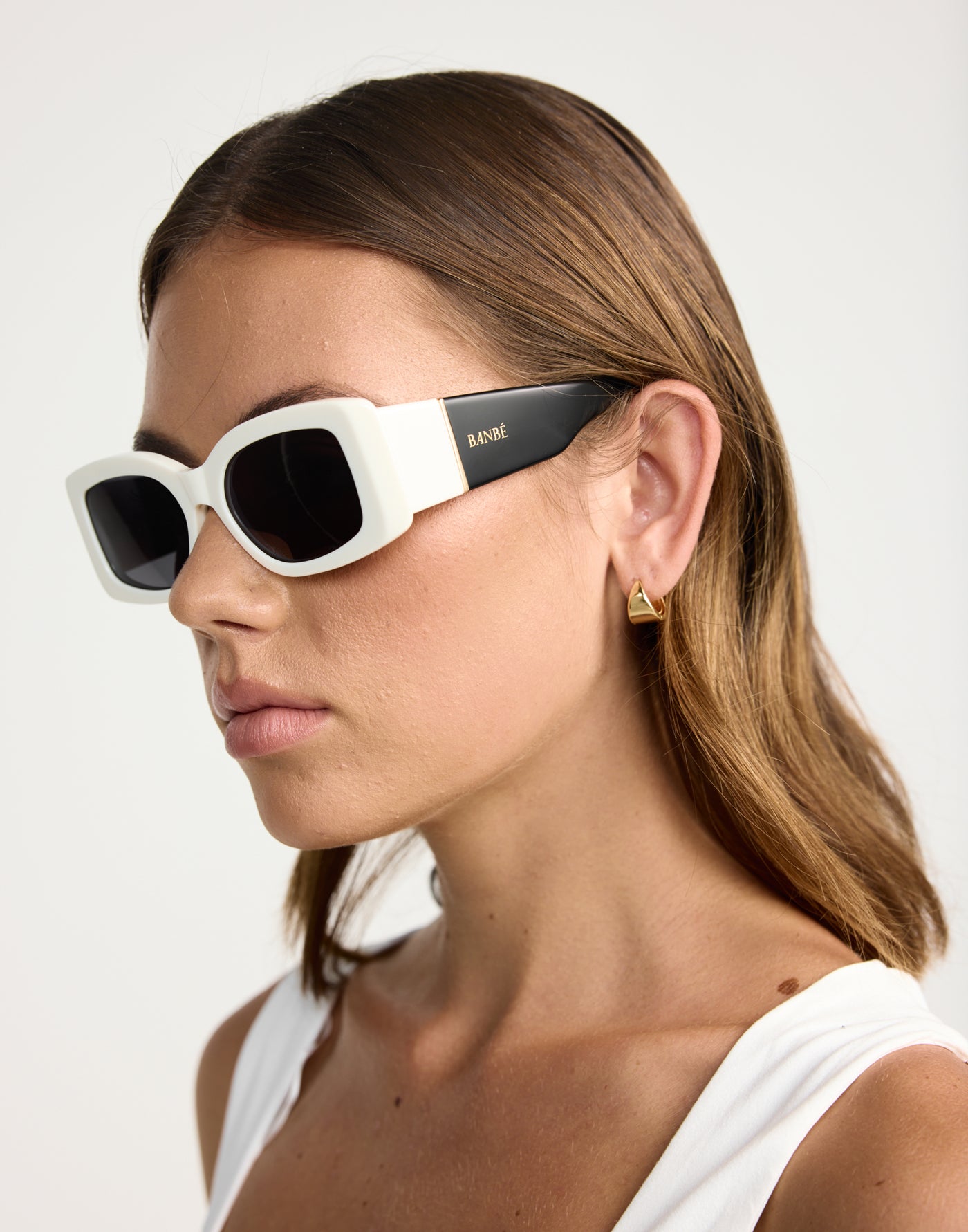 The Margot Sunglasses (Black Ivory) - By Banbe -White Frame Black Tinted Sunglasses - Women's Accessories - Charcoal Clothing