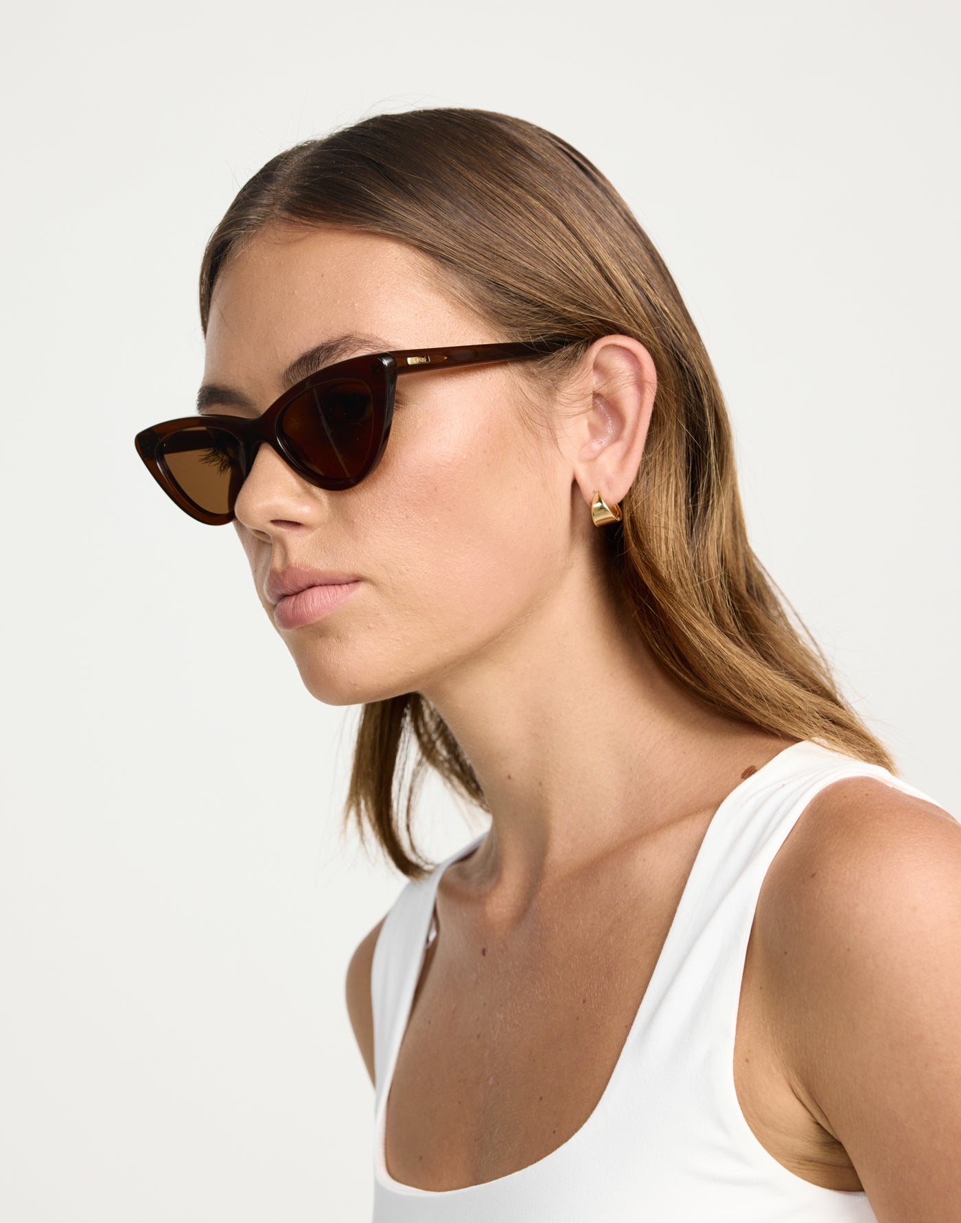 The Isla Sunglasses (Mocha Chocolate) - By Banbée - Brown Tinted Cat Eye Sunglasses - Women's Accessories - Charcoal Clothing