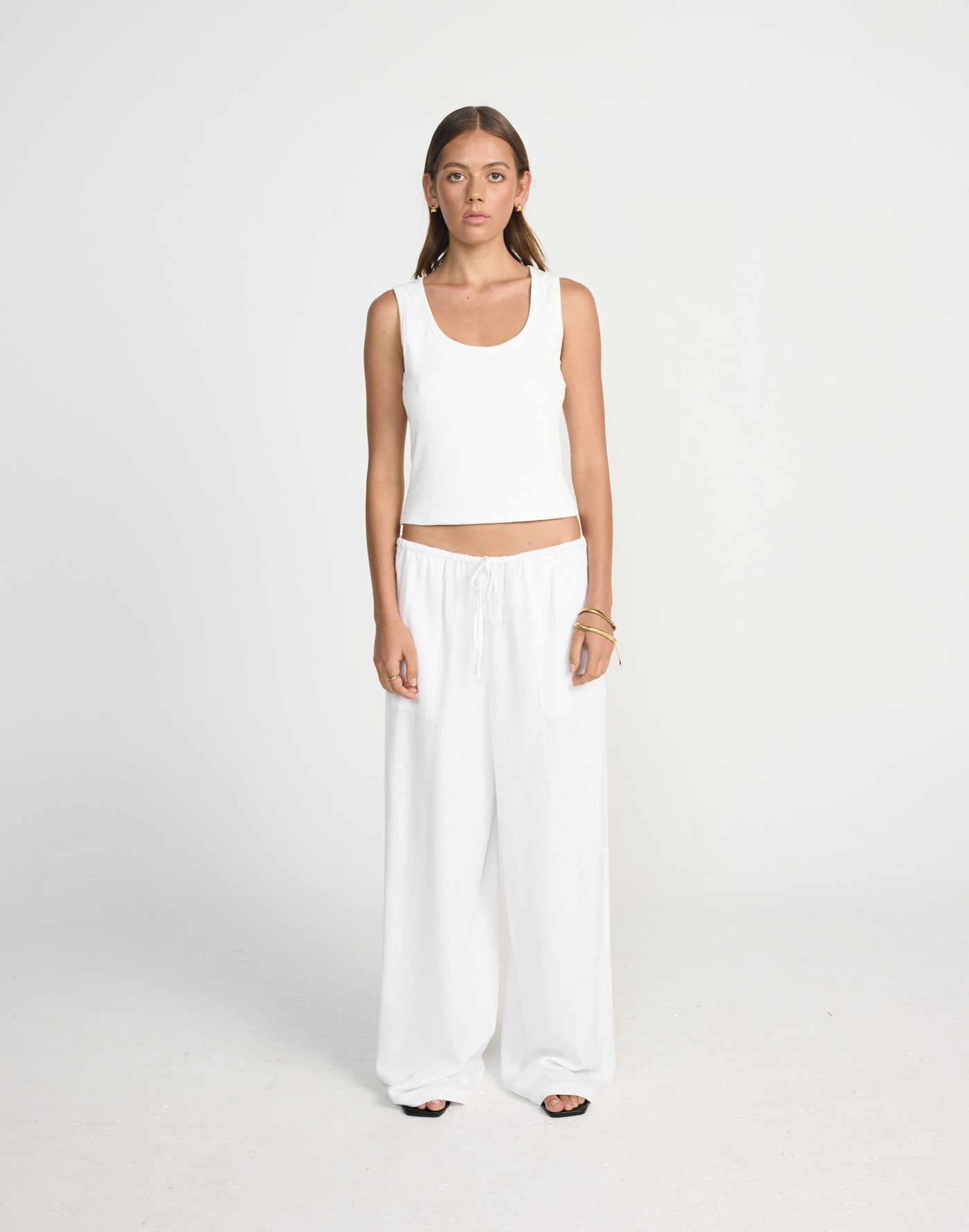 Amee Linen Pants (White) - Elasticated Linen Pants - Women's Pants - Charcoal Clothing