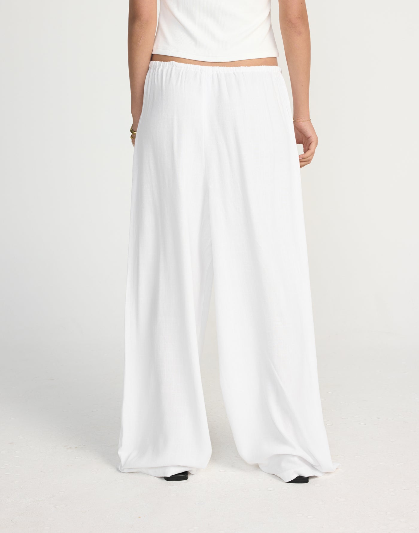 Amee Linen Pants (White) - Elasticated Linen Pants - Women's Pants - Charcoal Clothing