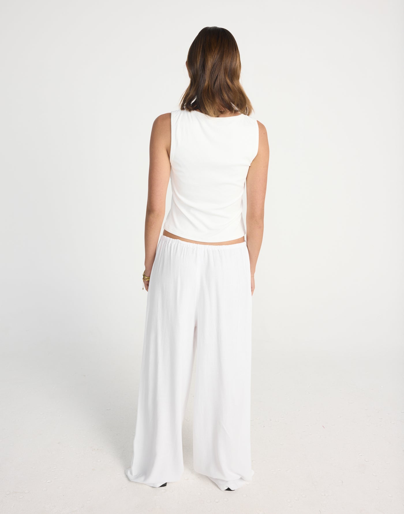 Amee Linen Pants (White) - Elasticated Linen Pants - Women's Pants - Charcoal Clothing