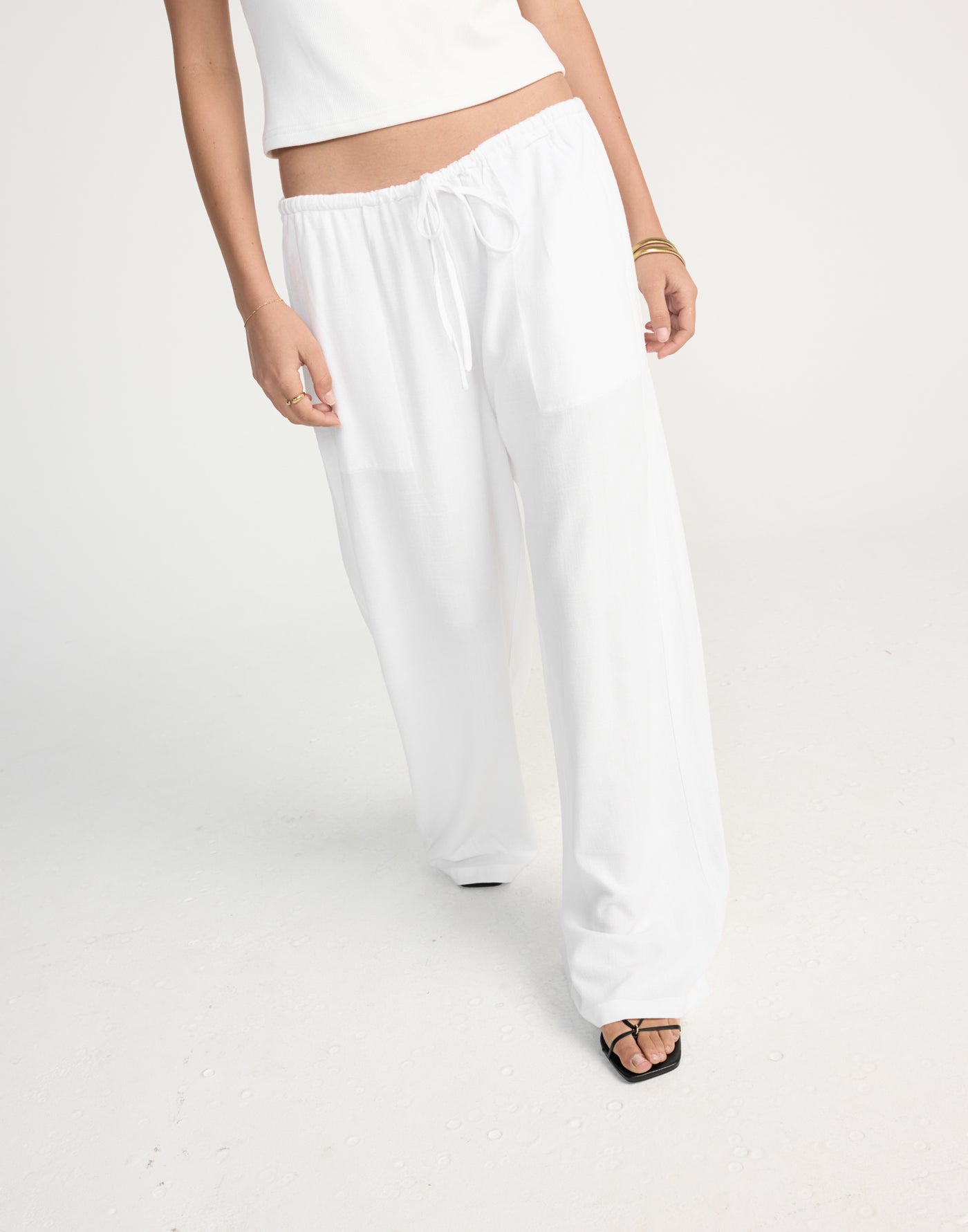 Amee Linen Pants (White) - Elasticated Linen Pants - Women's Pants - Charcoal Clothing