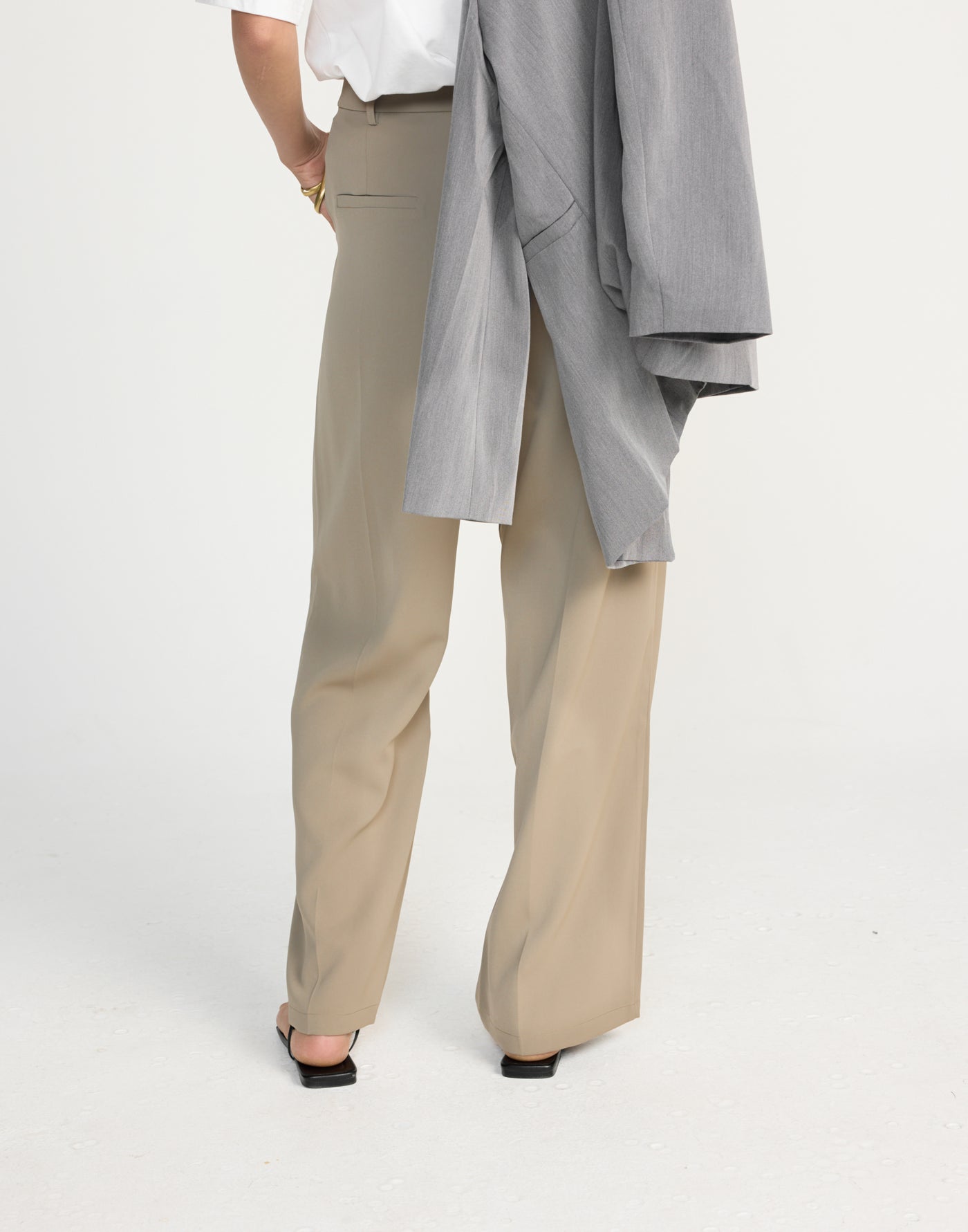 Neva Pants (Mushroom) - Petite - CHARCOAL EXCLUSIVE - Straight Leg Mid Rise Suit Style Pants - Women's Pants - Charcoal Clothing