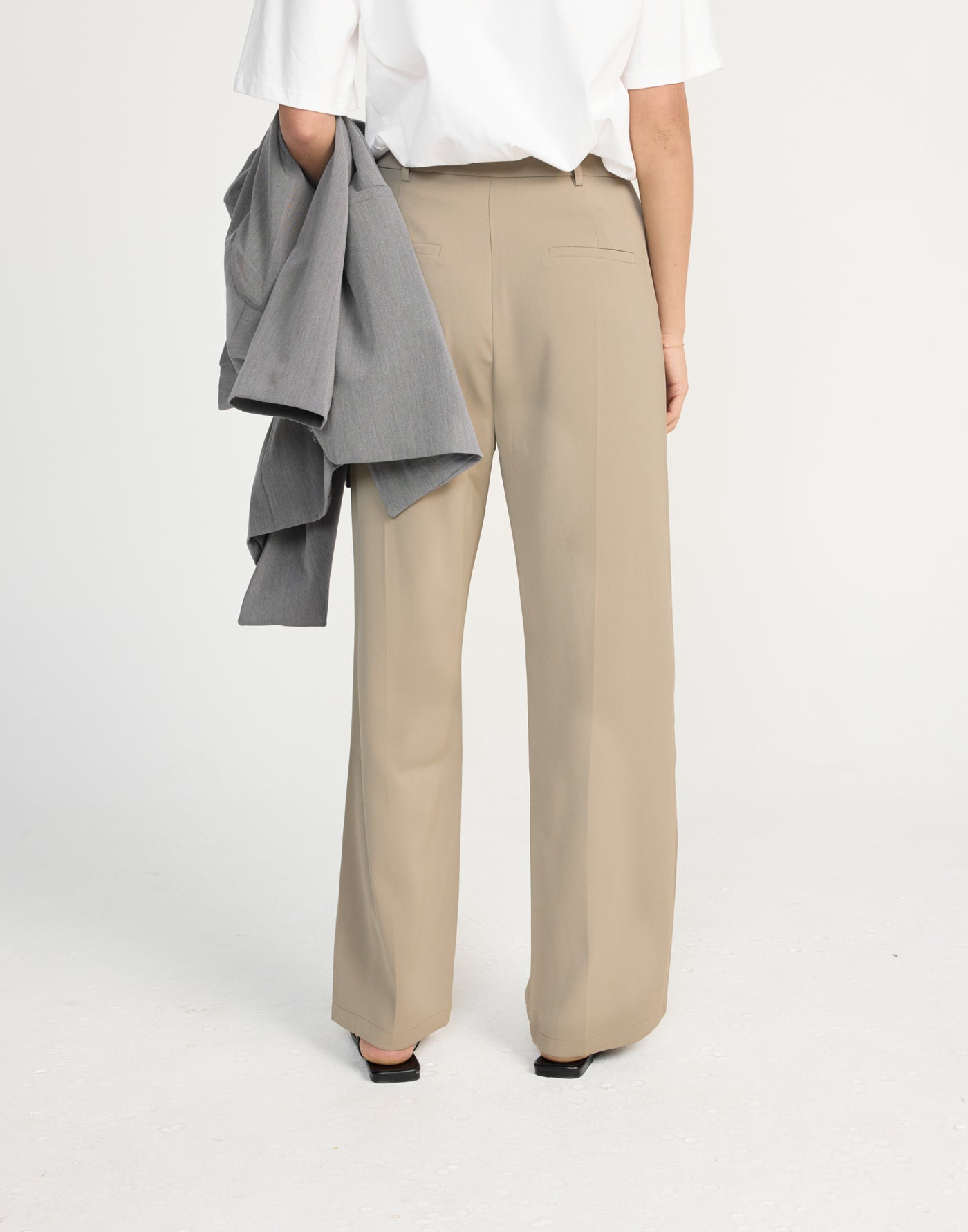 Neva Pants (Mushroom) - Petite - CHARCOAL EXCLUSIVE - Straight Leg Mid Rise Suit Style Pants - Women's Pants - Charcoal Clothing