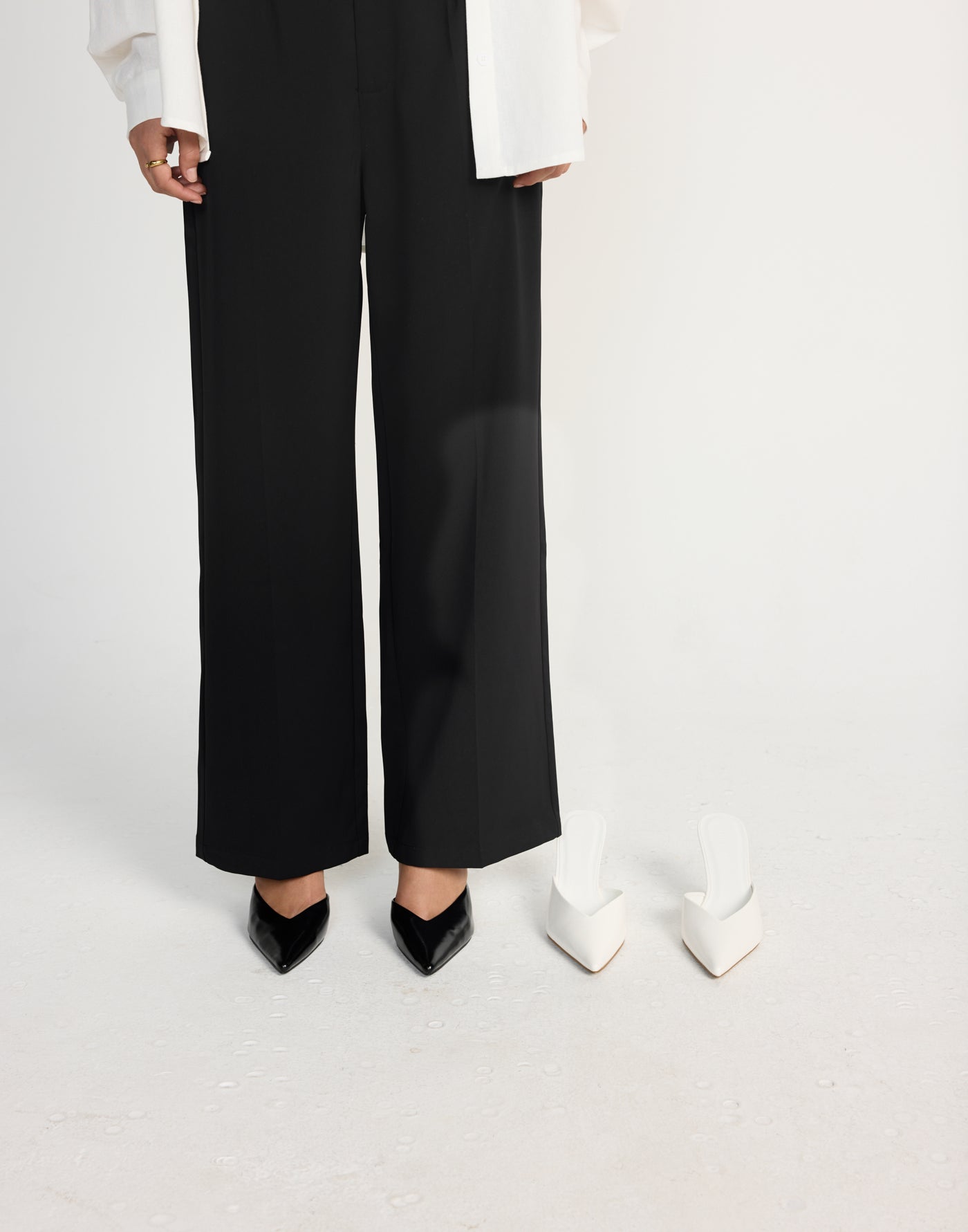 Karey (White Shine) - By Billini - White Pointed Toe Pump Heel - Women's Shoes - Charcoal Clothing
