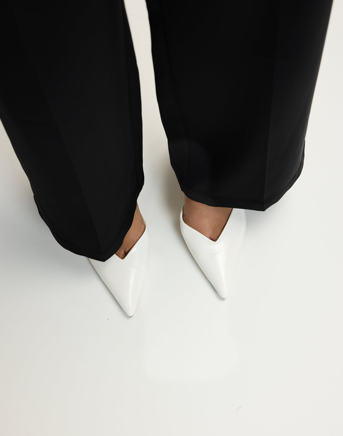 Karey (White Shine) - By Billini - White Pointed Toe Pump Heel - Women's Shoes - Charcoal Clothing