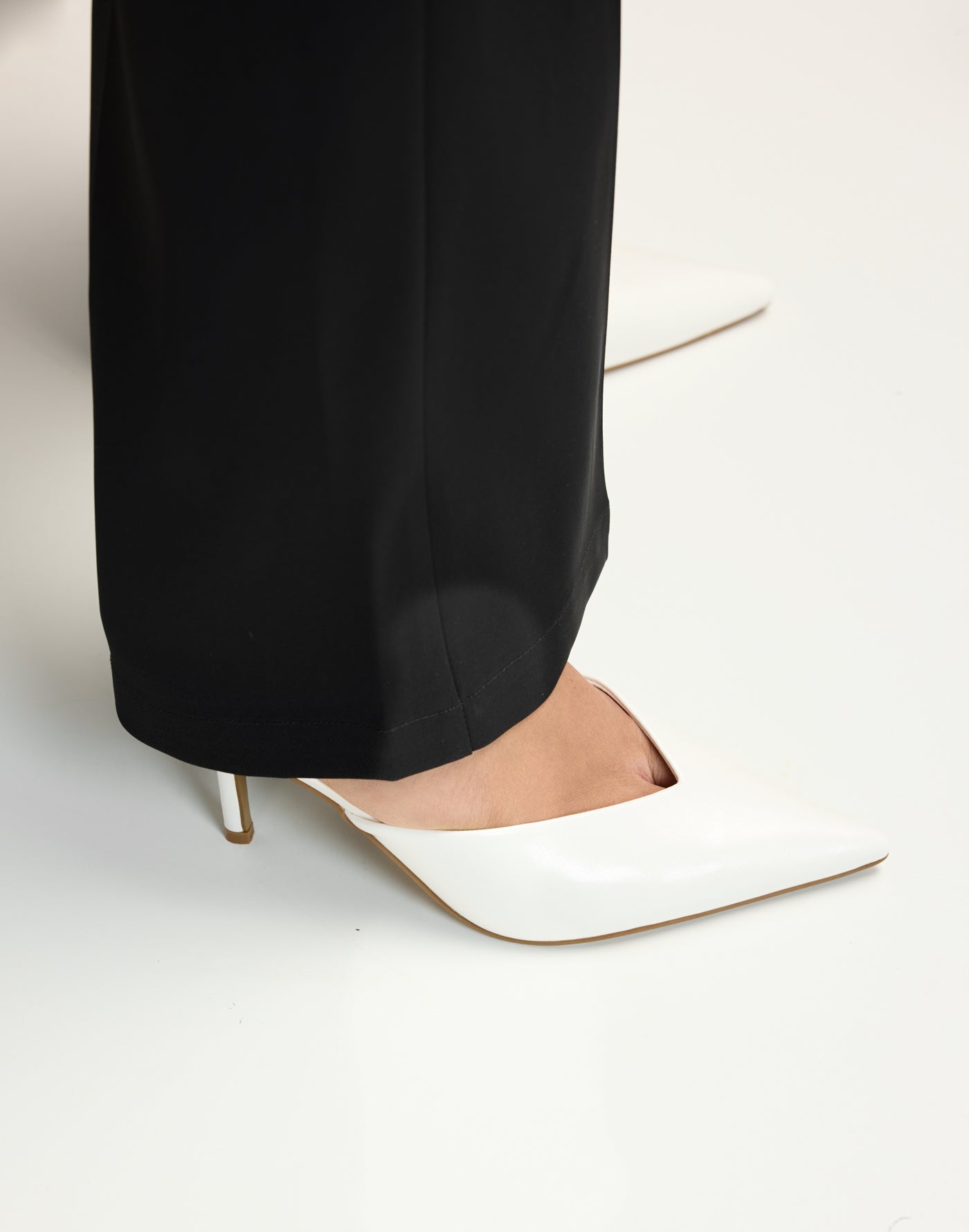 Karey (White Shine) - By Billini - White Pointed Toe Pump Heel - Women's Shoes - Charcoal Clothing