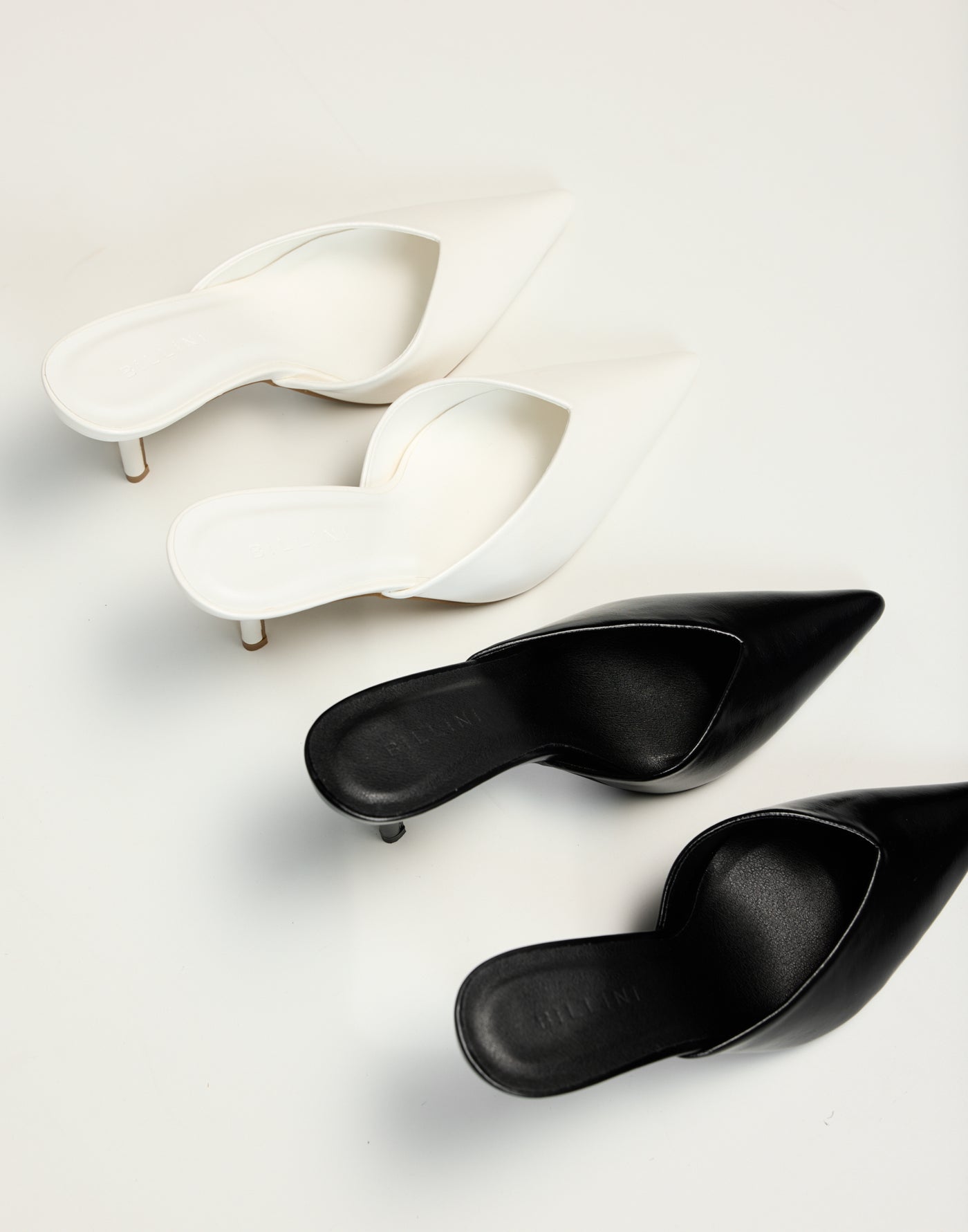 Karey (White Shine) - By Billini - White Pointed Toe Pump Heel - Women's Shoes - Charcoal Clothing