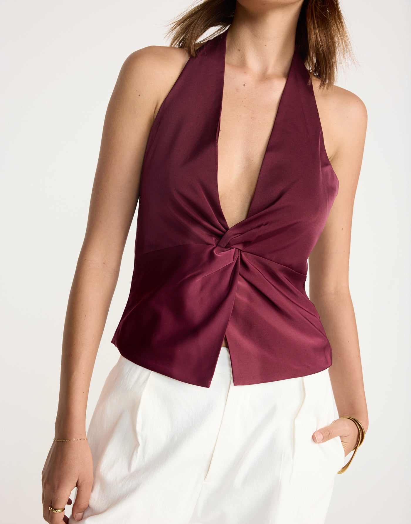 Cecil Top (Plum) | CHARCOAL Exclusive - Halter Top - Women's Top - Charcoal Clothing