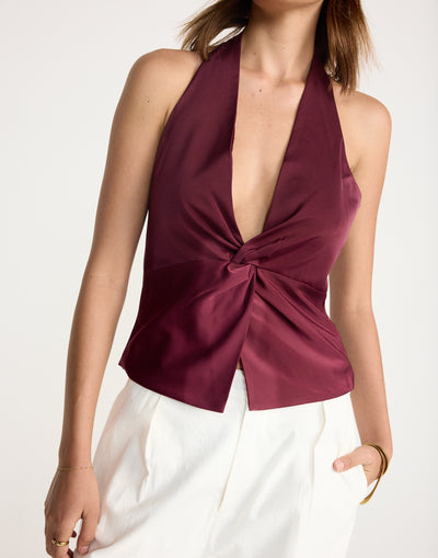 Cecil Top (Plum) | CHARCOAL Exclusive - Halter Top - Women's Top - Charcoal Clothing