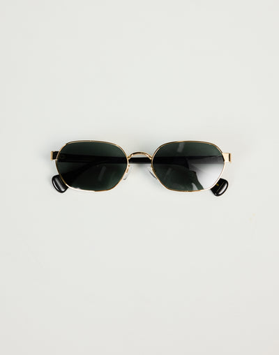 The Blake Sunglasses (Gold Dark Olive) - By Banbe - Gold Frame Olive Tinted Oval Frame Sunglasses - Women's Accessories - Charcoal Clothing