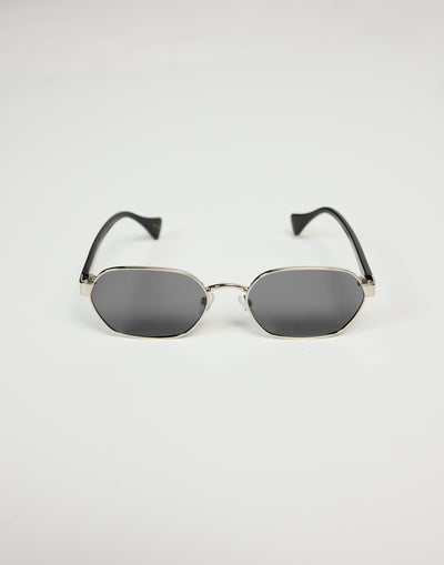 The Blake Sunglasses (Silver Smoke) - By Banbée - Gold Frame Olive Tinted Oval Frame Sunglasses - Women's Accessories - Charcoal Clothing