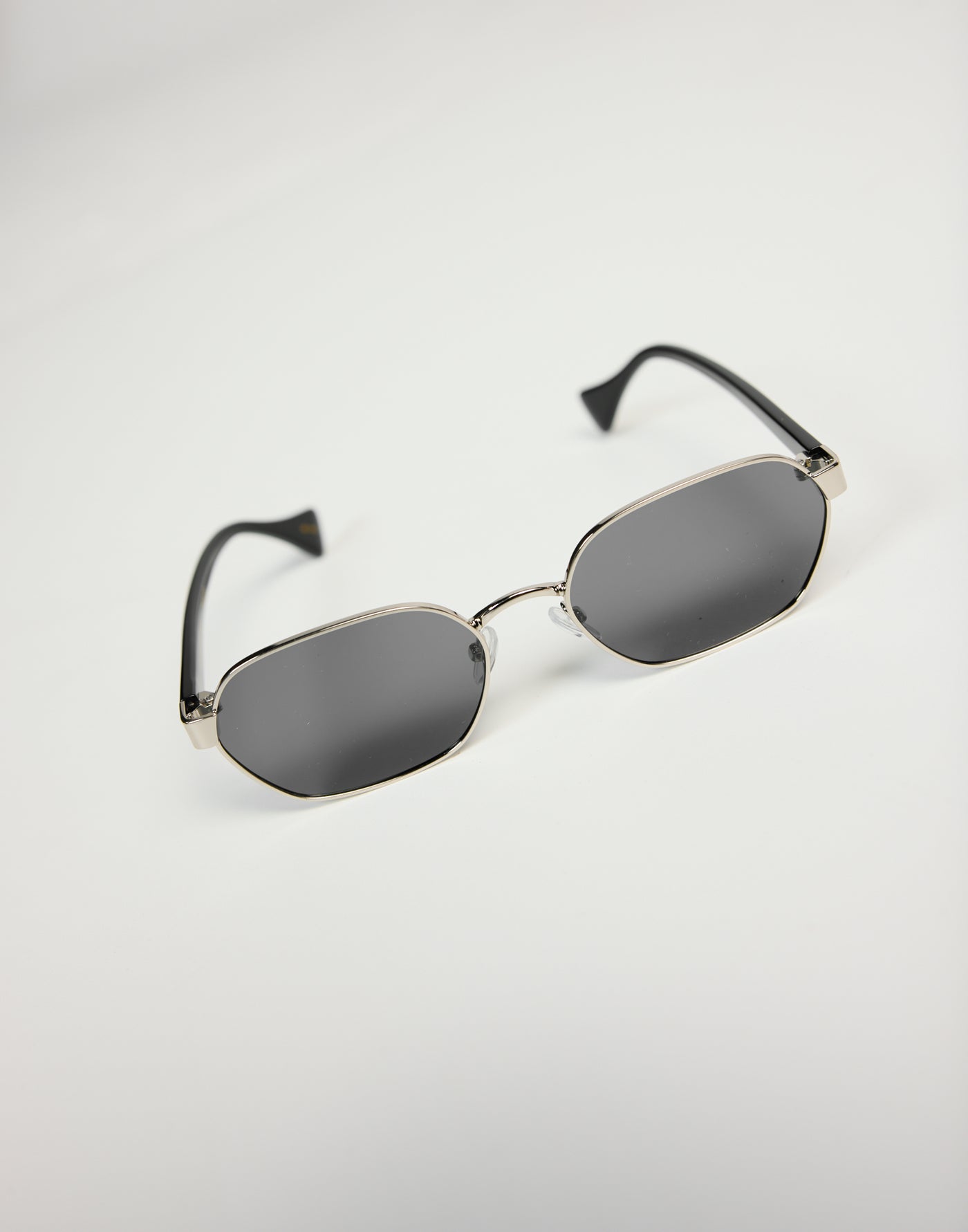 The Blake Sunglasses (Silver Smoke) - By Banbée - Gold Frame Olive Tinted Oval Frame Sunglasses - Women's Accessories - Charcoal Clothing