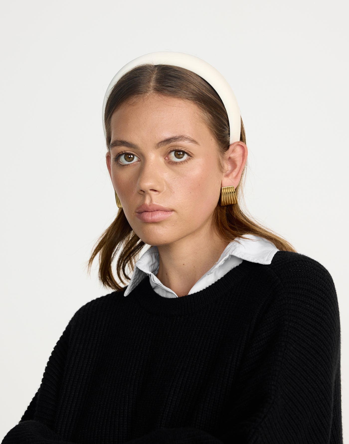 Christine Headband (White) | CHARCOAL Exclusive - Satin Padded Headband - Women's Accessories - Charcoal Clothing