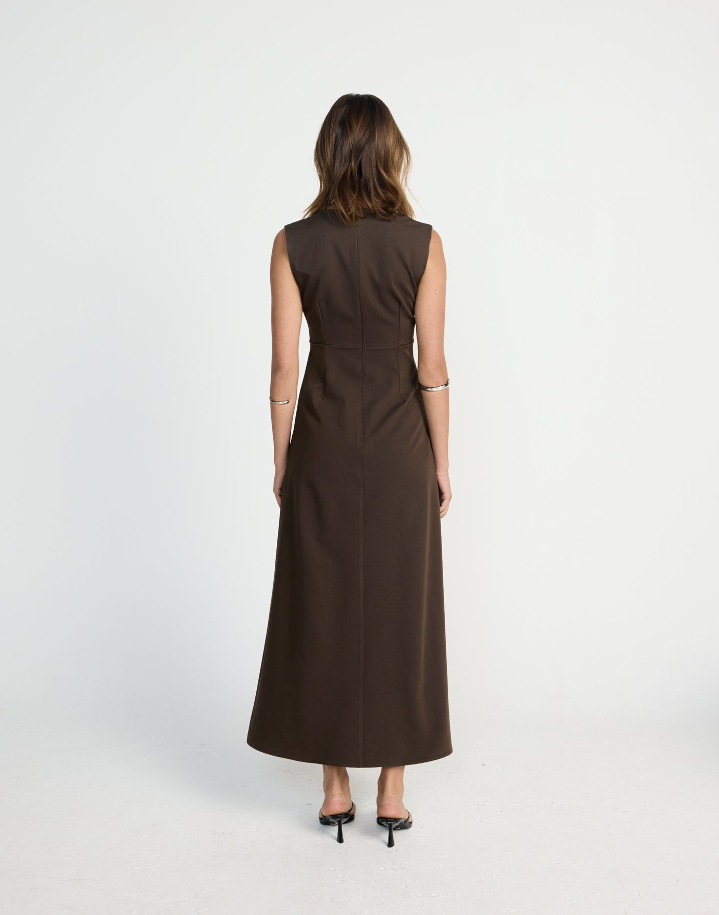 Katniss Maxi Dress (Chocolate) | CHARCOAL EXCLUSIVE | Bodycon buttery soft jersey fabrication v neckline maxi dress - Women's Dress - Charcoal Clothing