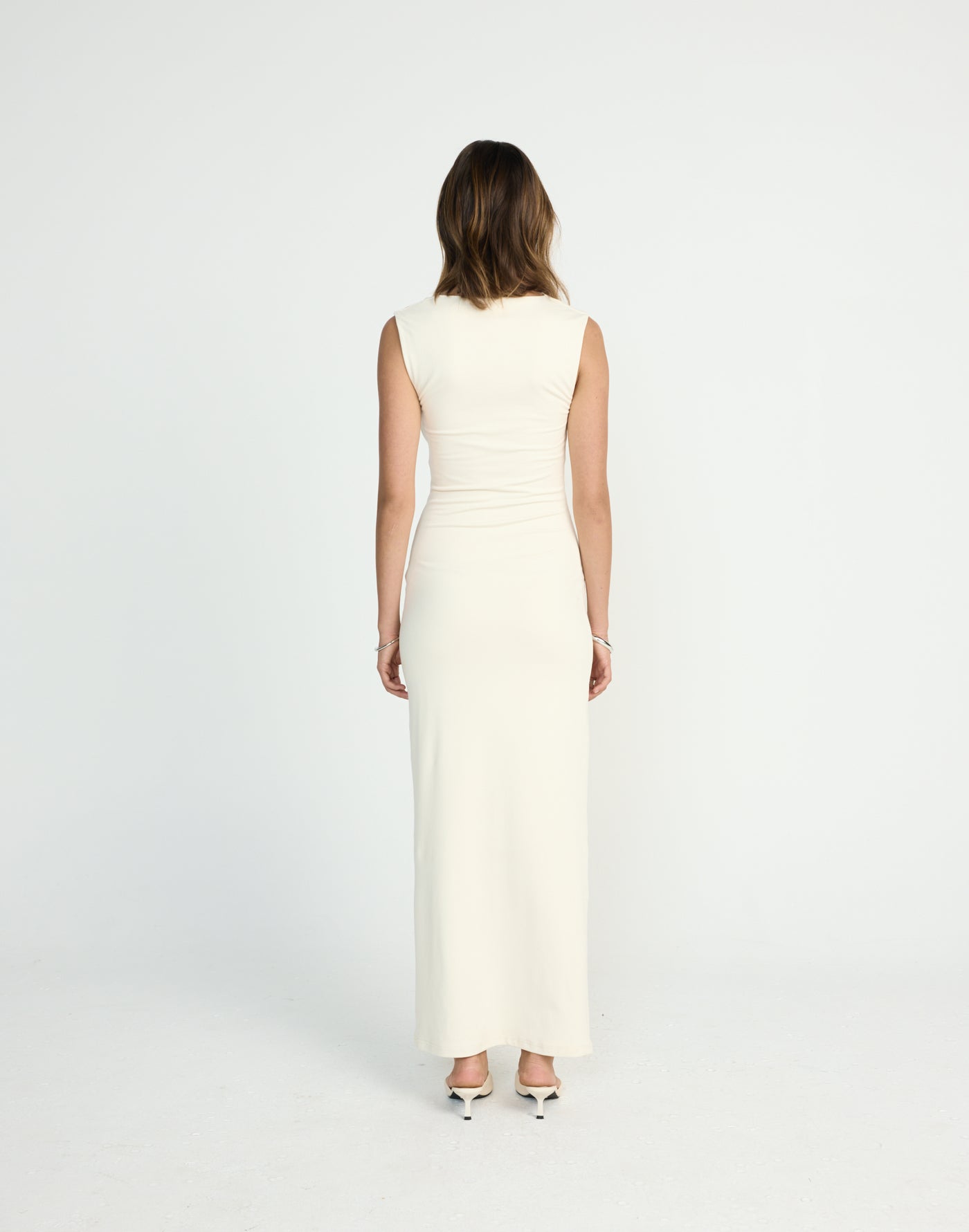 Florrie Maxi Dress (Oat) | CHARCOAL EXCLUSIVE | Bodycon butter jersey fabrication cowl neck maxi dress - Women's Dress - Charcoal Clothing