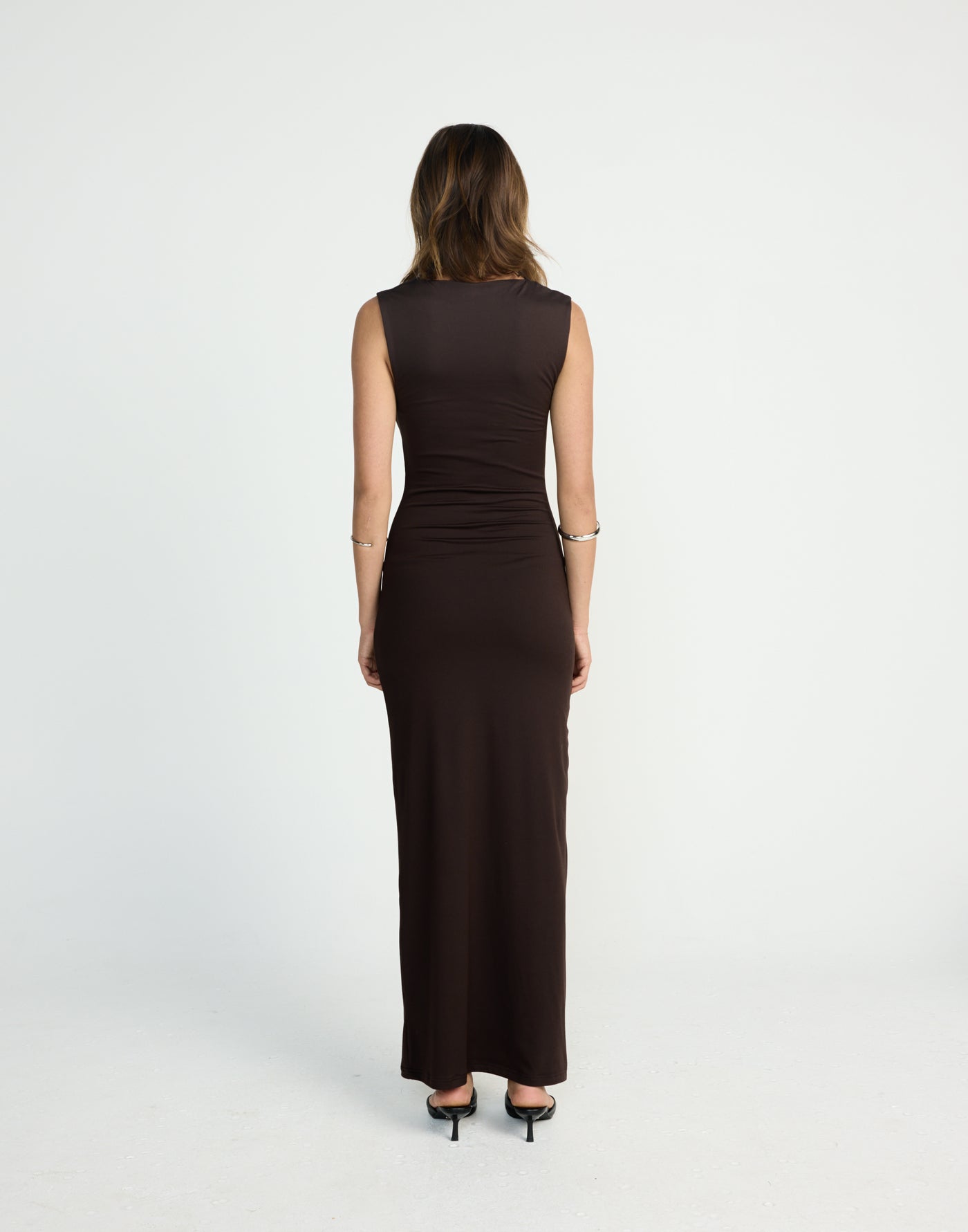 Florrie Maxi Dress (Chocolate) | CHARCOAL EXCLUSIVE | Bodycon butter jersey fabrication cowl neck maxi dress - Women's Dress - Charcoal Clothing