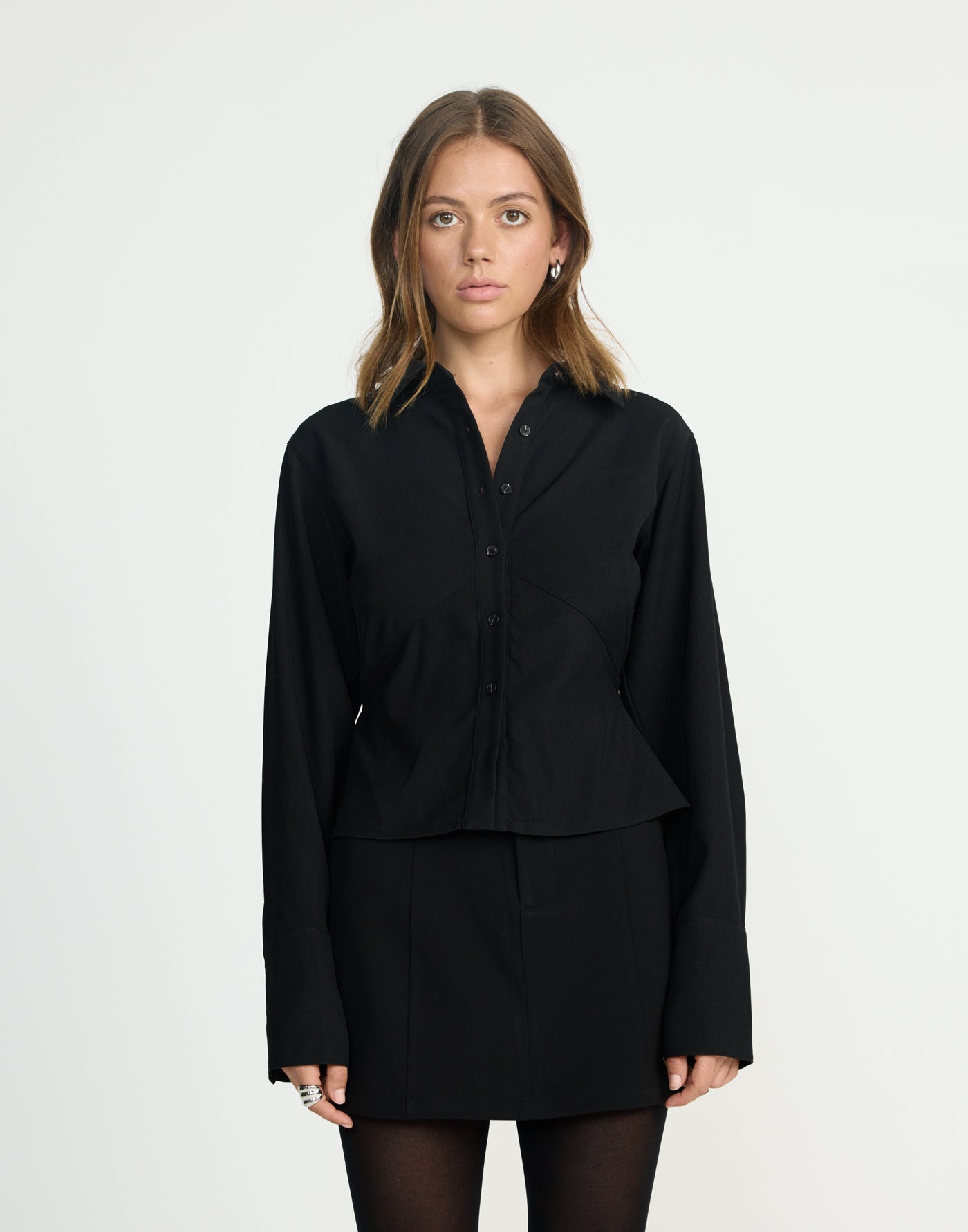 Valkyrie Top (Black) | CHARCOAL EXCLUSIVE | Fitted button up top - Women's Top - Charcoal Clothing