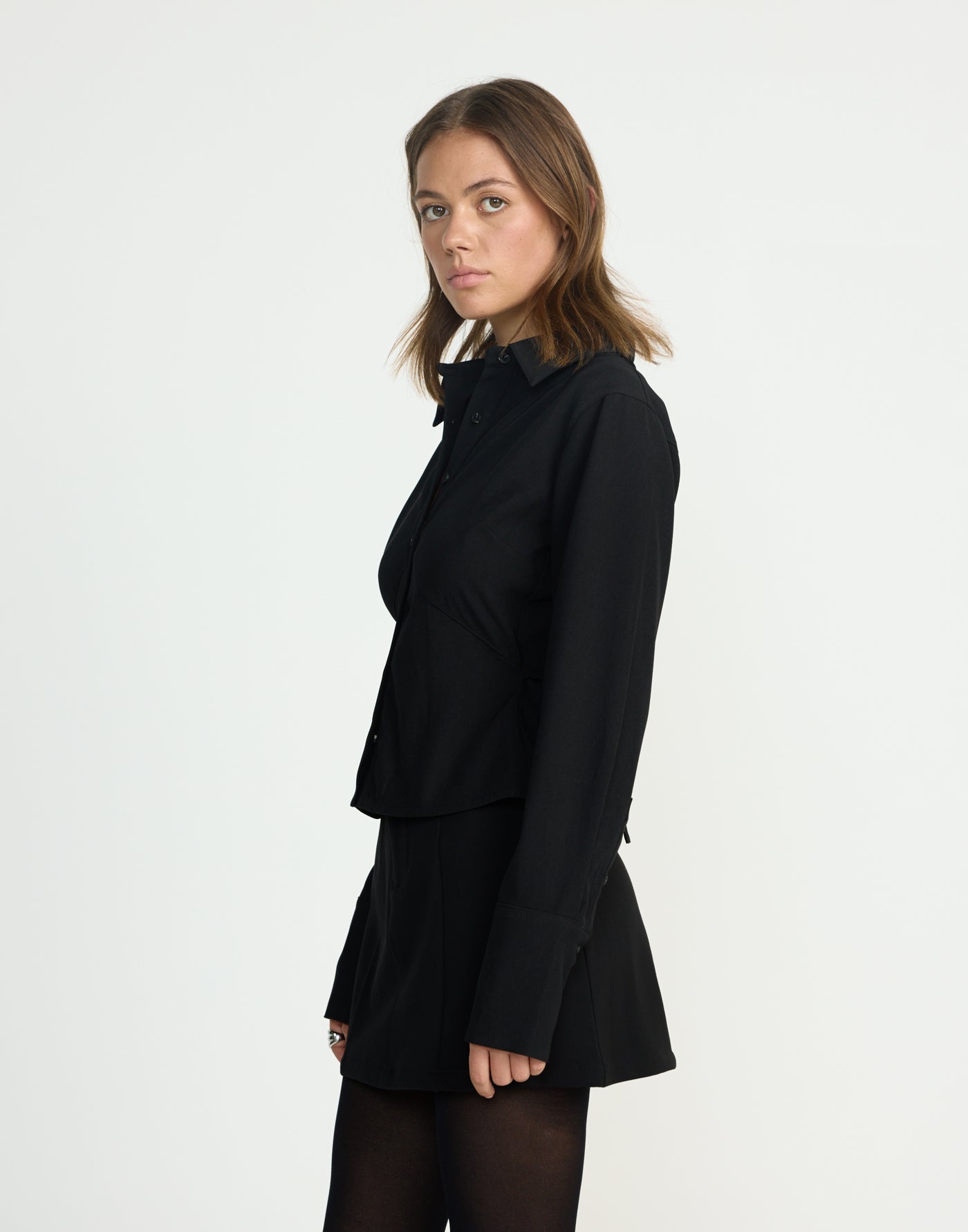 Valkyrie Top (Black) | CHARCOAL EXCLUSIVE | Fitted button up top - Women's Top - Charcoal Clothing