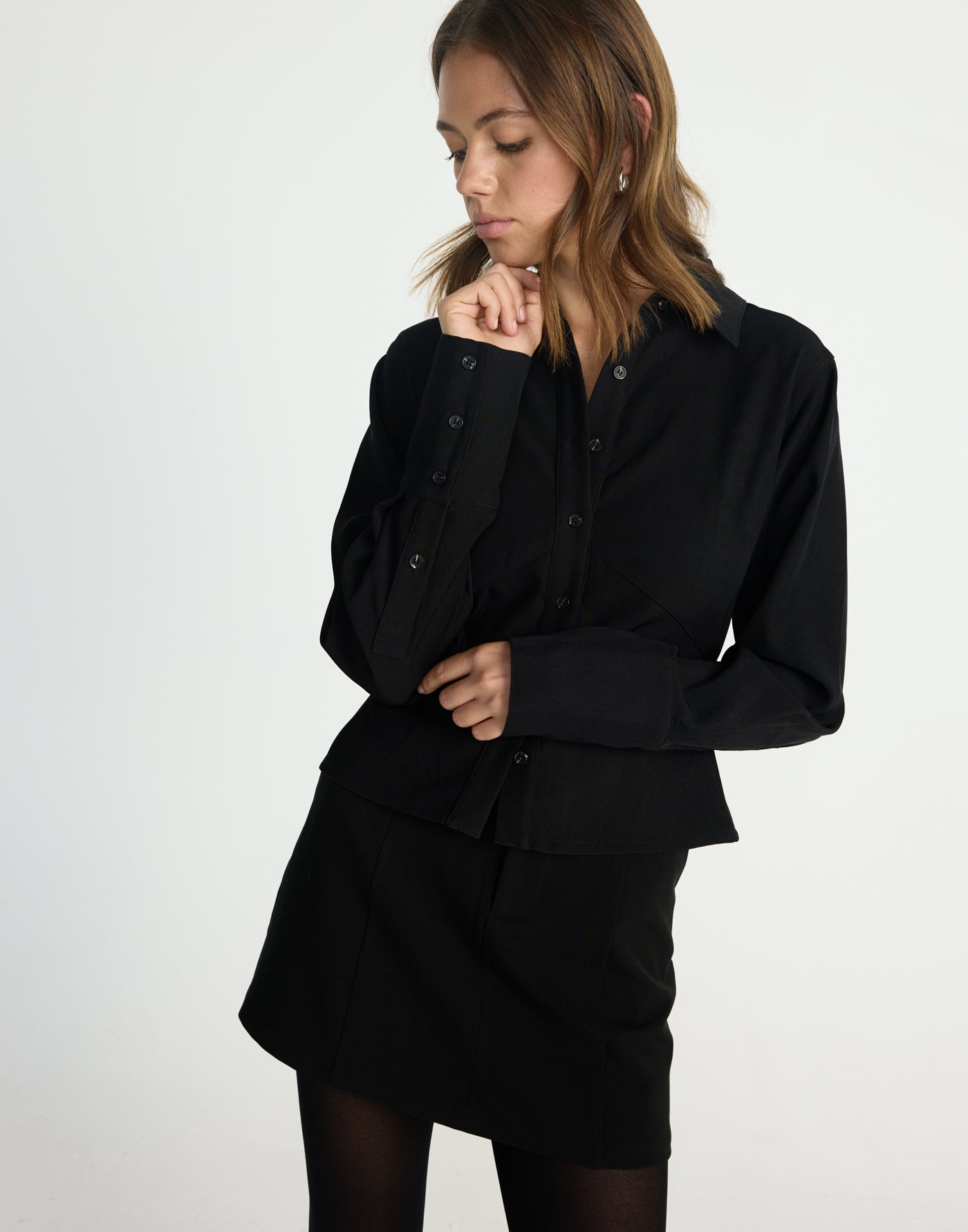 Valkyrie Top (Black) | CHARCOAL EXCLUSIVE | Fitted button up top - Women's Top - Charcoal Clothing