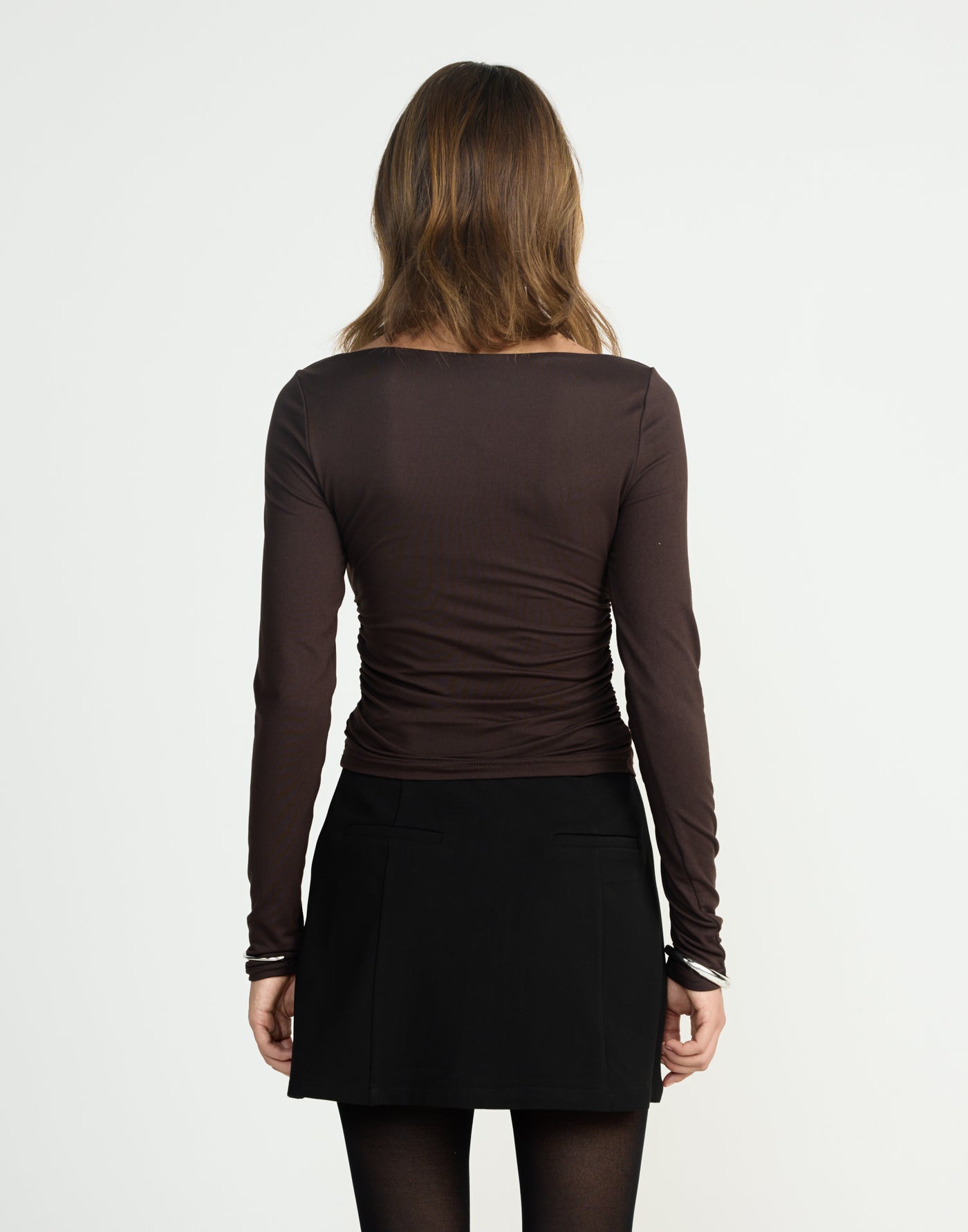 Caprice Long Sleeve Top (Chocolate) | CHARCOAL EXCLUSIVE | Long sleeve boatneck top - Women's Top - Charcoal Clothing